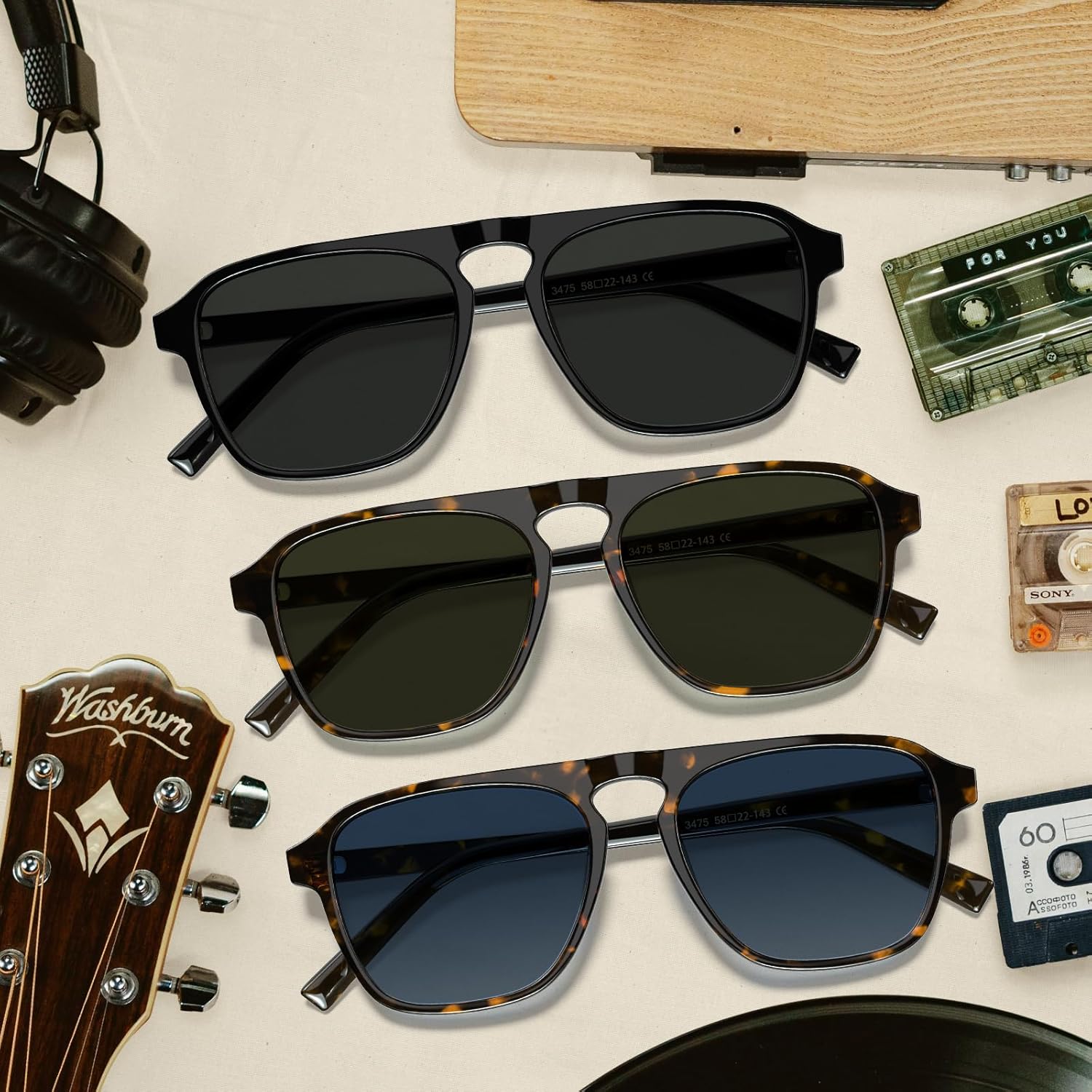 STGATN Polarized Square Sunglasses for Men UV Protection Shades Classic Driving Glasses ST3475 - Image 8