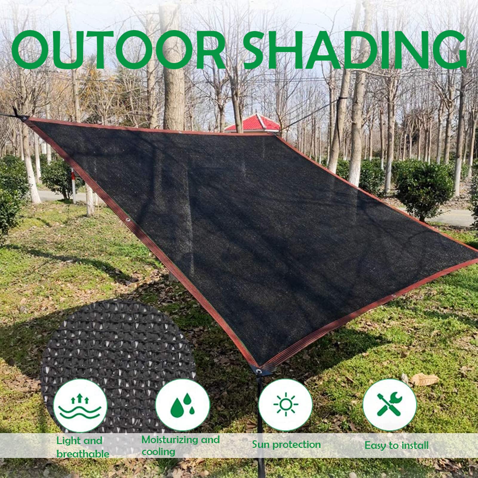 Sonnenschutznetz 2x9 M, Grün, Atmungsaktiv Mit Ösen - UV-beständig Für Garten, Terrasse, Pool