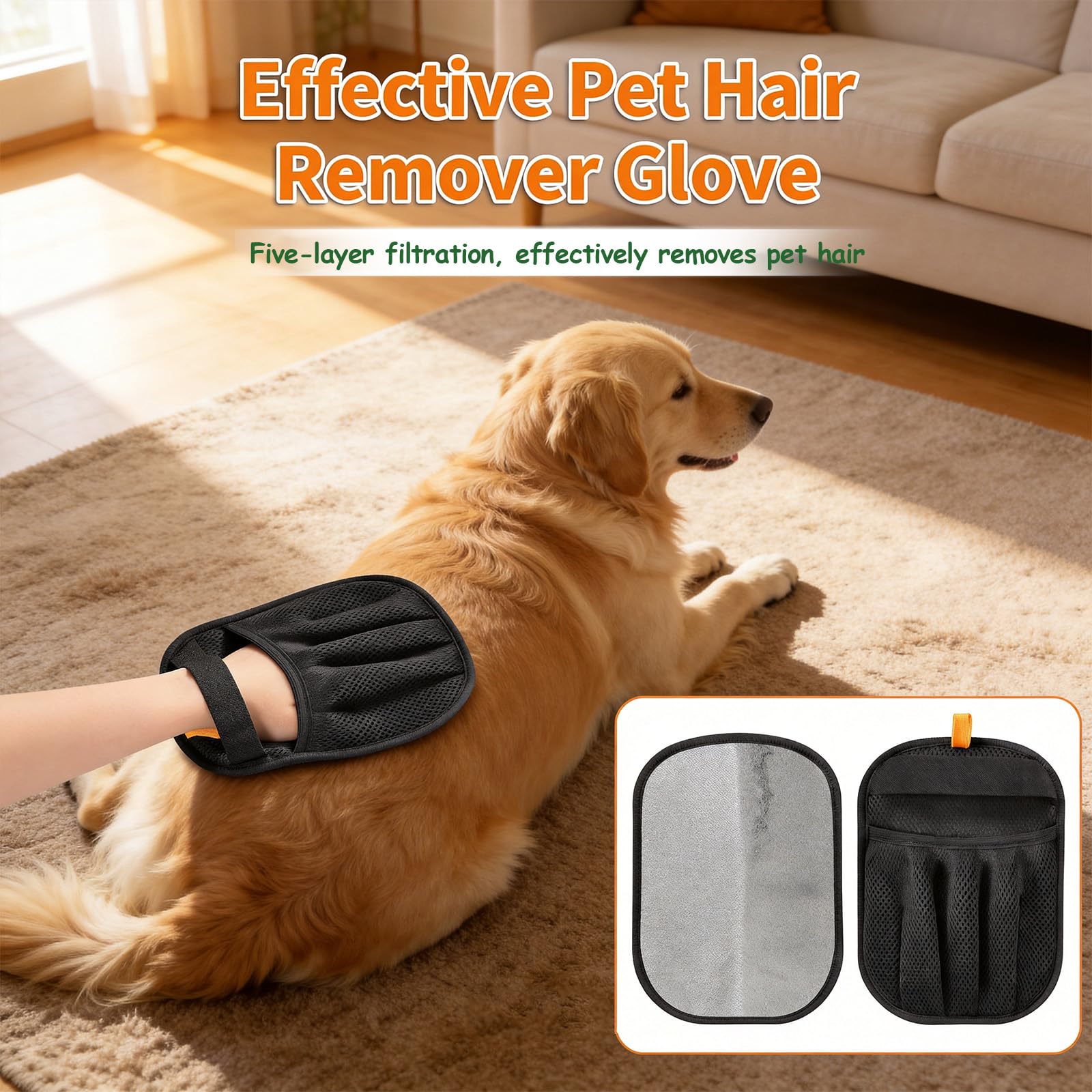 Lot de 2 gants d'épilation pour chiens et chats - Gant de toilettage double face avec adsorption électrostatique - Gant d'épilation lavable