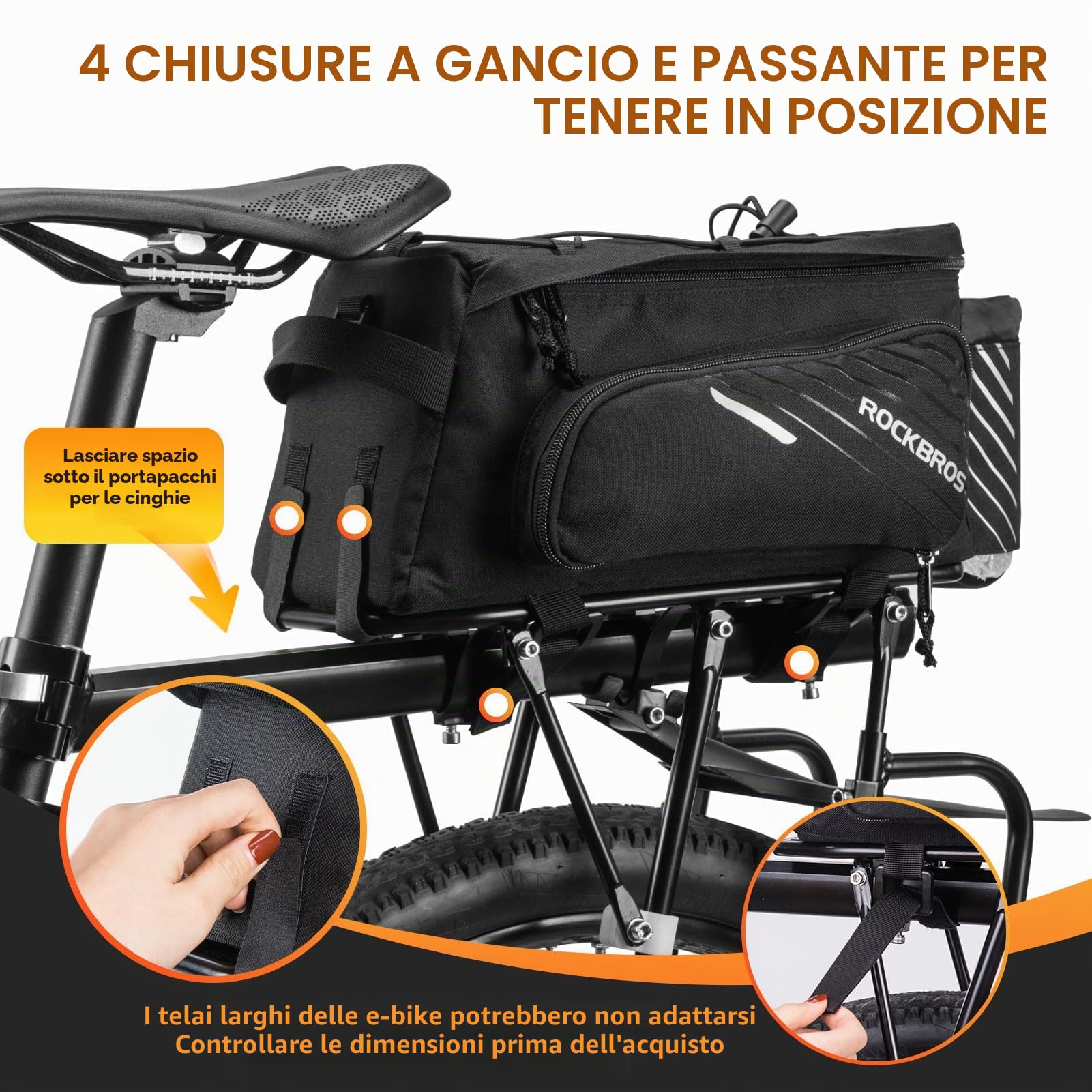 ROCKBROS Borsa Bici Posteriore, Portapacchi Laterali MTB - Bagagli per Bicicletta - Bauletti Multifunzionale, Grande Capacità Estensibile 9-12L per Ciclismo con Copertura Anti-Pioggia