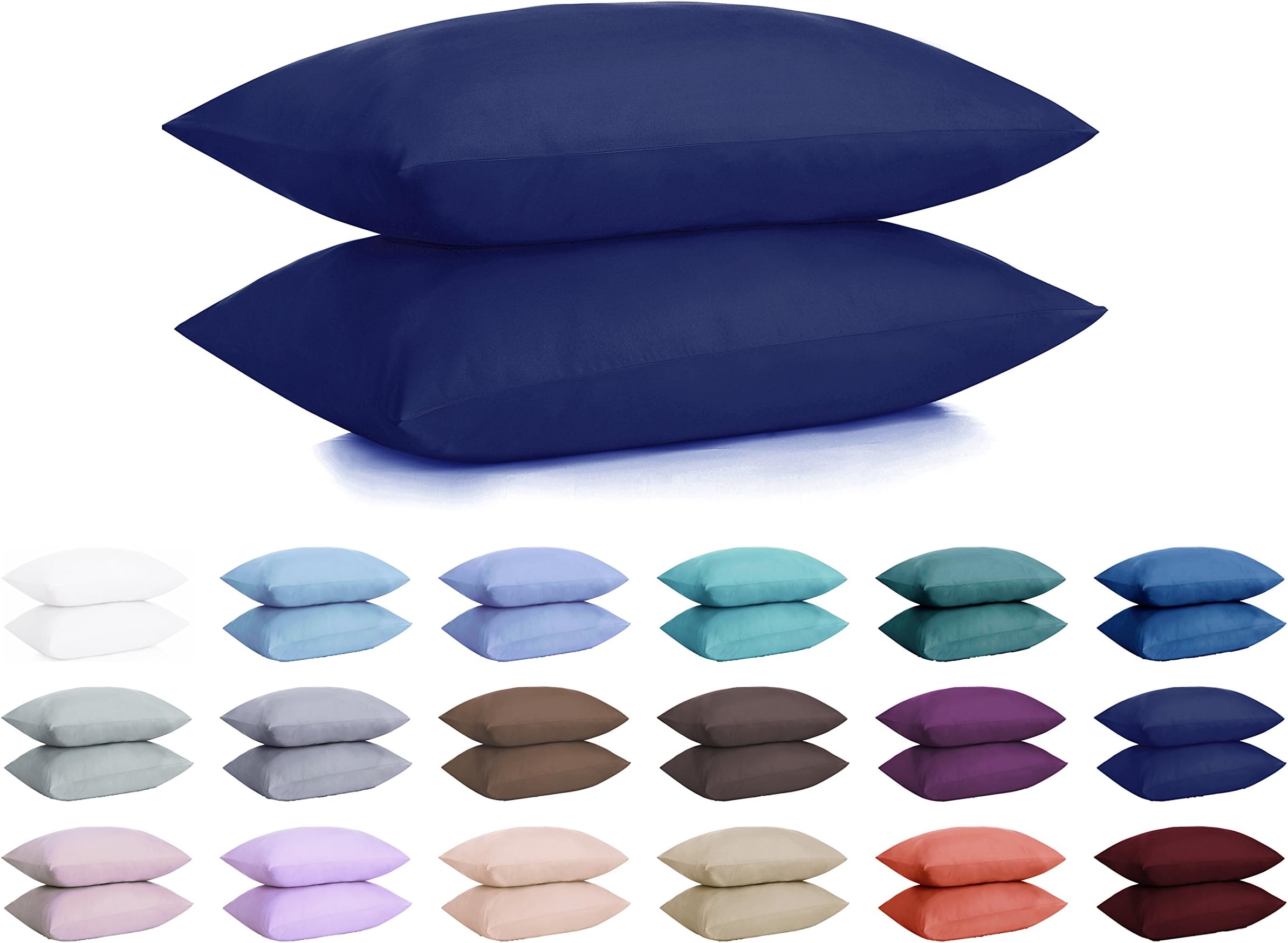 DreamHome Microfiber Pillowcases, Set of 2 (Standard, Navy)