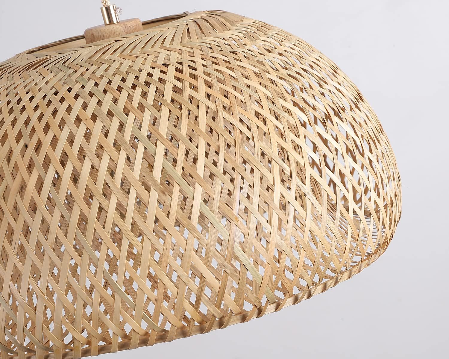 Rattan Pendelleuchte, 45cm Bambus Lampenschirm Boho, Hängelampe Küchenlampe Deckenlampe für Esstisch, Wohnzimmer, Schlafzimmer(E27 Fassung, keine Glühbirne)