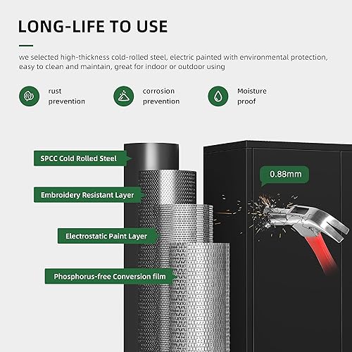 Miniatura 6 de Greenvelly Metal 36" Lockable Storage Cabinet for Office,Garage,Home,School(Black)