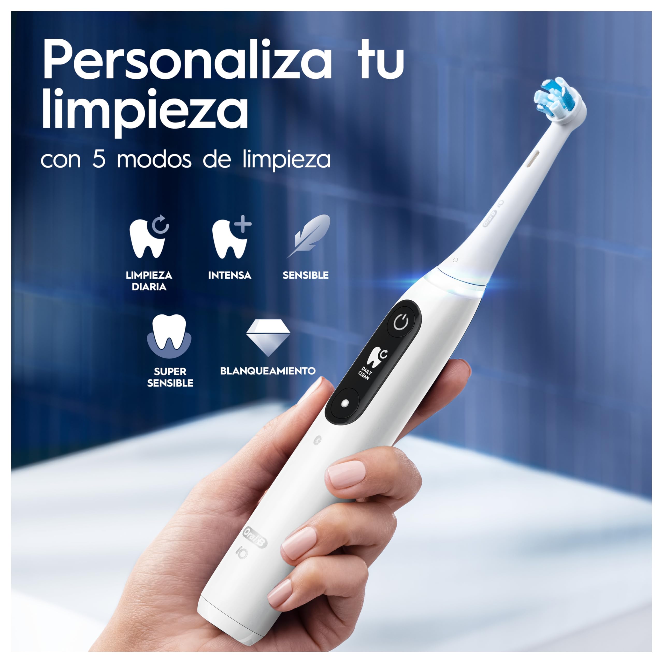 Oral-B iO 7N Cepillo De Dientes Eléctrico Blanco Inteligente Bluetooth, 2 Cepillos, 1 Estuche De Viaje