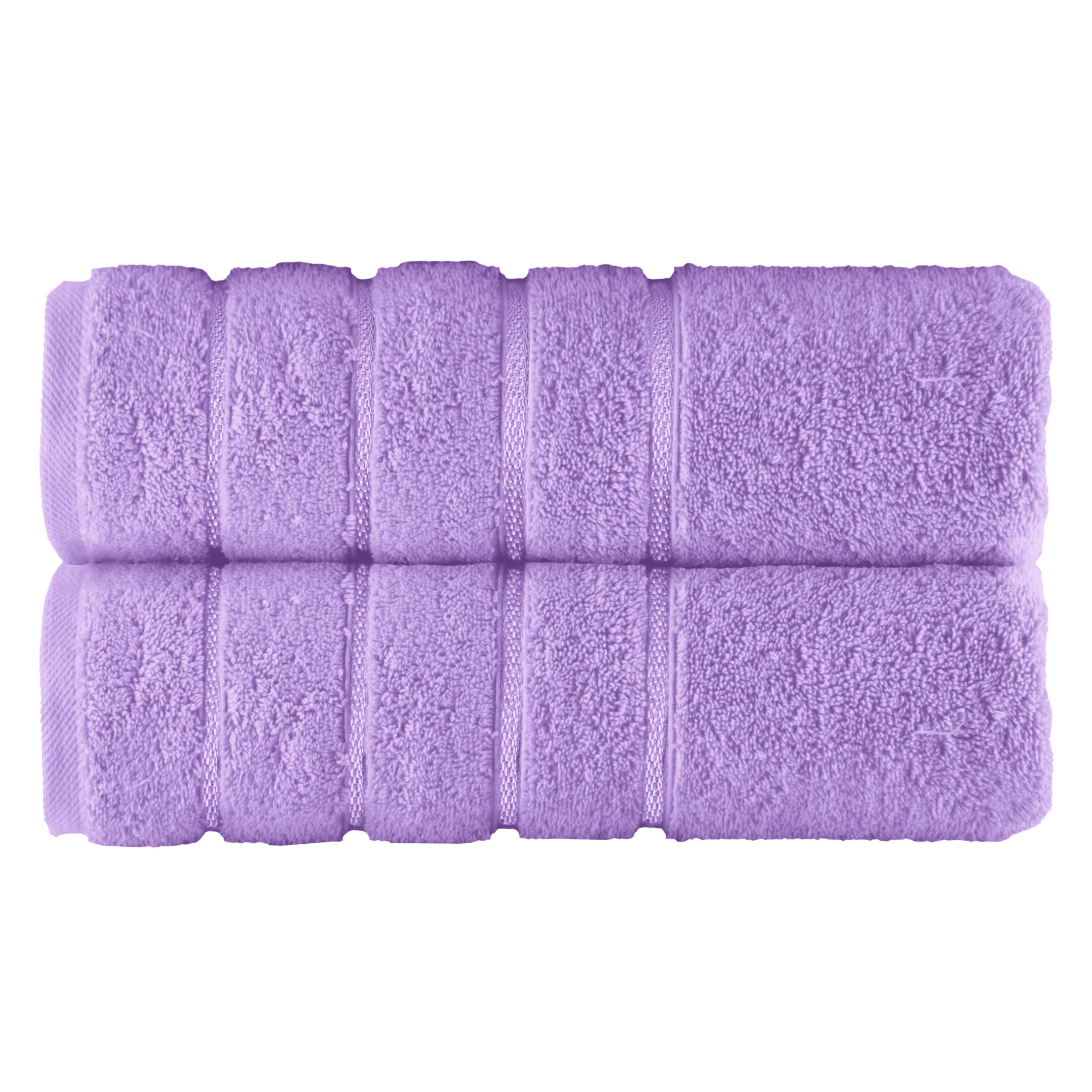 Elegant Comfort 100% Turkish Cotton 4 Lines Viscose Stripe Luxury 2 Pack Bath Towel Set 27 x 54 Inch - Super Soft and Highly Absorbent Premium Hotel Spa Quality Towels for Bathroom Use, Lilac