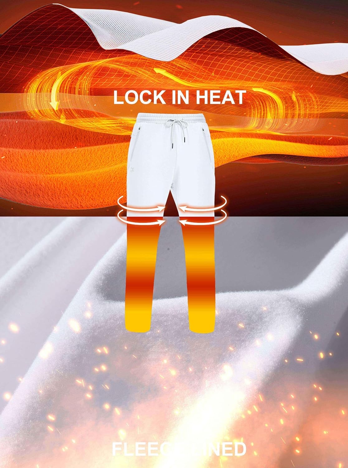 G Gradual Men's Fleece Lined Winter Pants with 3 Zipper Pockets Warm Athletic Joggers Workout Running Sweatpants for Men - Image 4