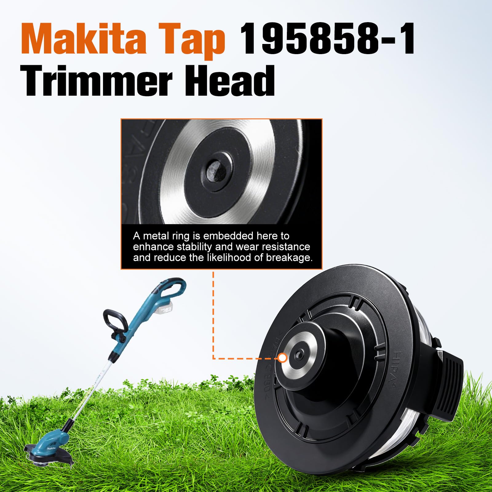 Savior 195858-1 Fadenkopf Ersatz für Makita DUR181 18V Rasentrimmermit mit 1,6mm Mähfaden 6m (4*Trimmer Spulen + 1*Spulenabdeckung + 2*Feder)