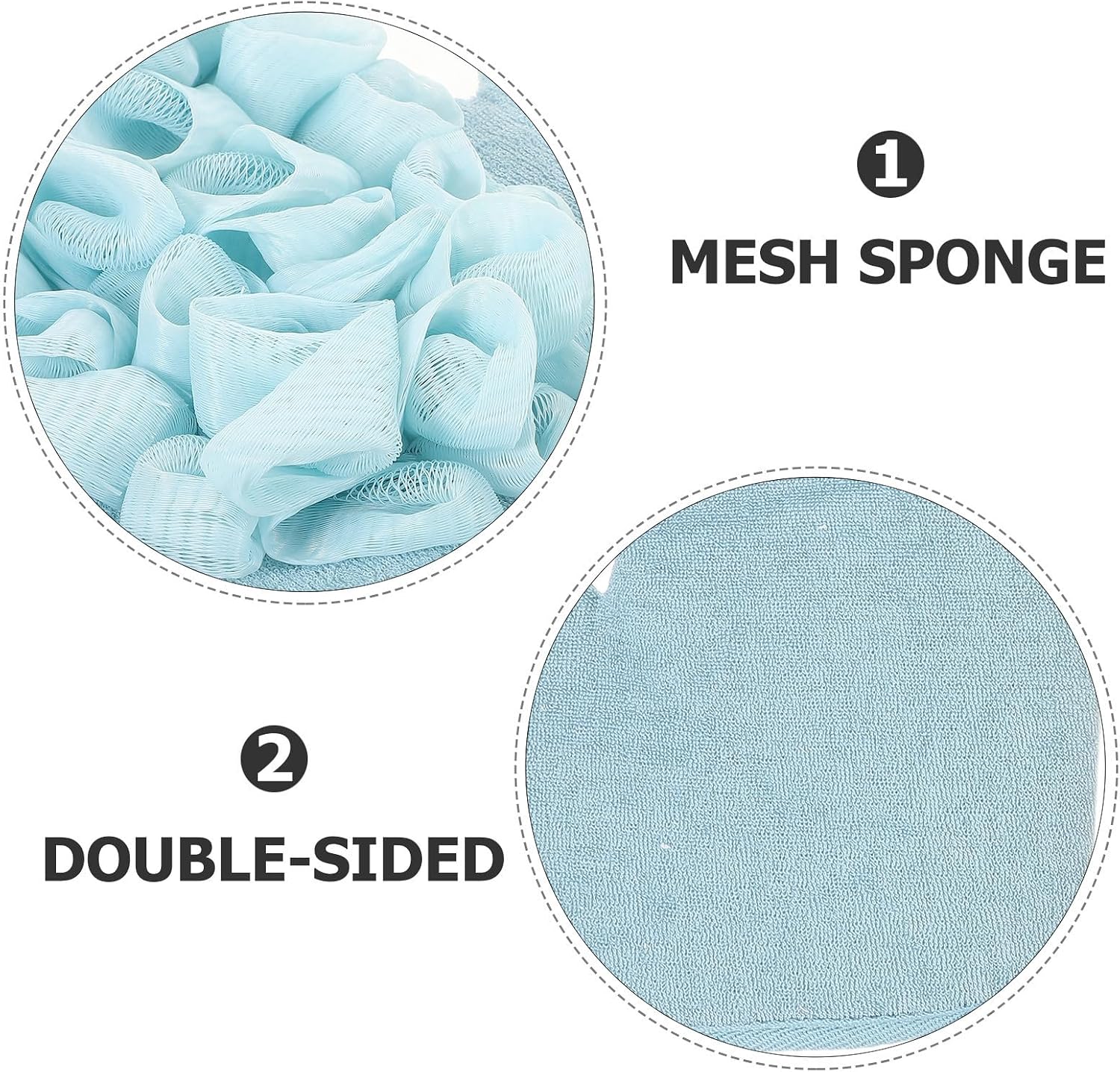 BETOOKY 2pcs Double-Sided Exfoliating Back Scrubber Gloves for Shower, Deep Exfoliating Body Wash Mitt with Dual Texture, Polyester Fiber Bath Loofah Sponge for Home Use and Skin Care
