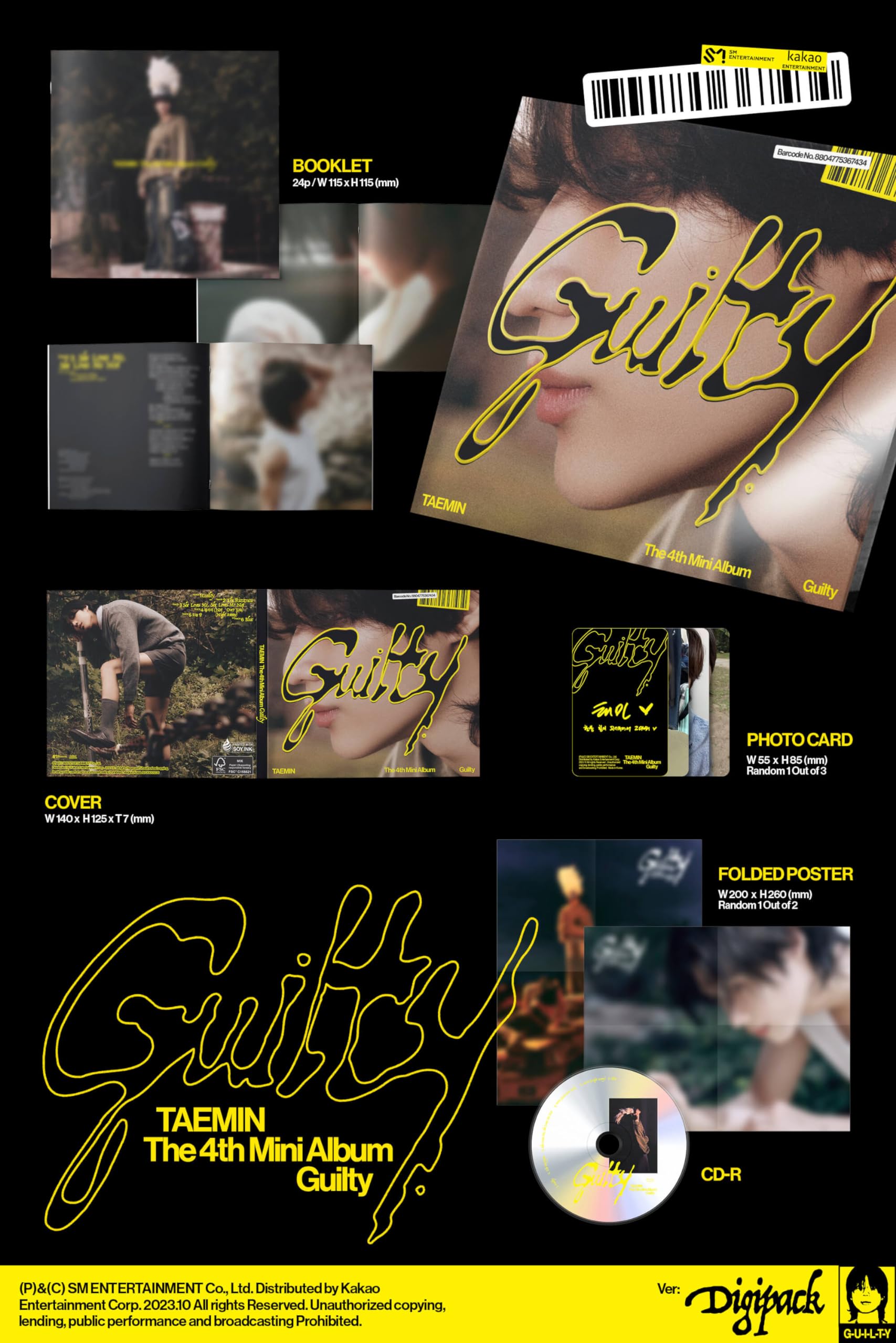 TAEMIN Album GUILTY Digipack + Pre-Order Benefits + BolsVos Digital Planner & Sticker