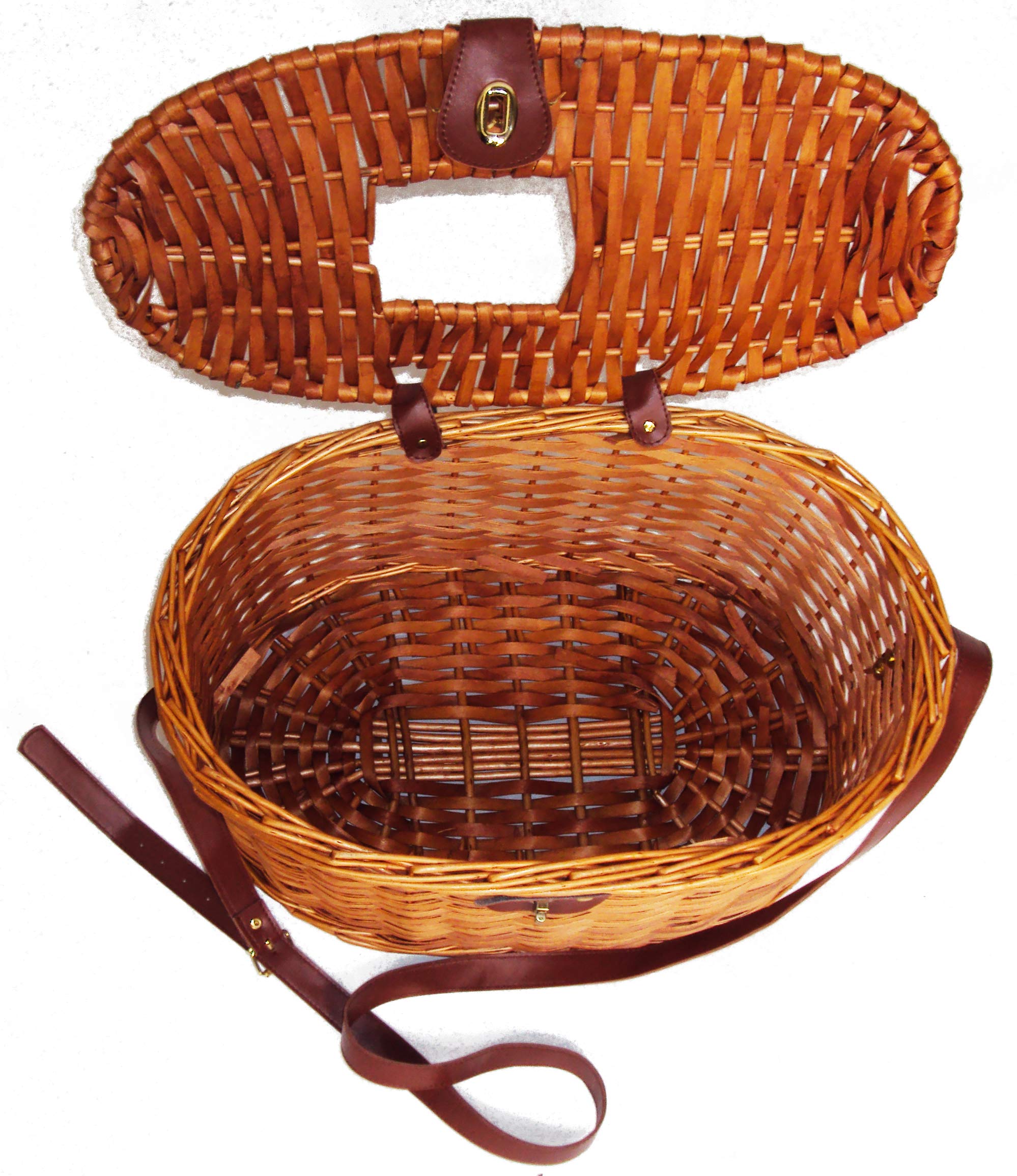 Capra Group Cesta per la raccolta funghi e tartufi in vimini con tracolla regolabile, con buco per facilitare la raccolta 40x26xh27 cm