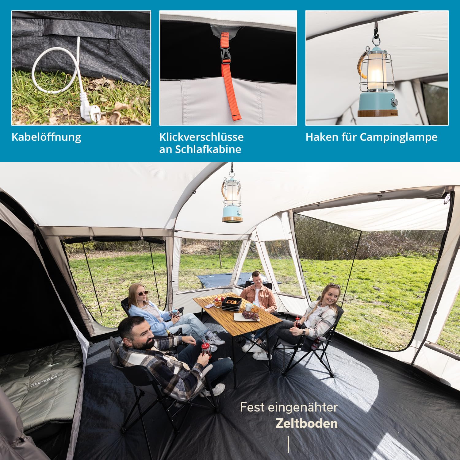 Skandika Nordland - con/sin Sleeper Technology - 4 Personas - Tienda campaña Familiar - túnel - mosquiteras- 2 Metros
