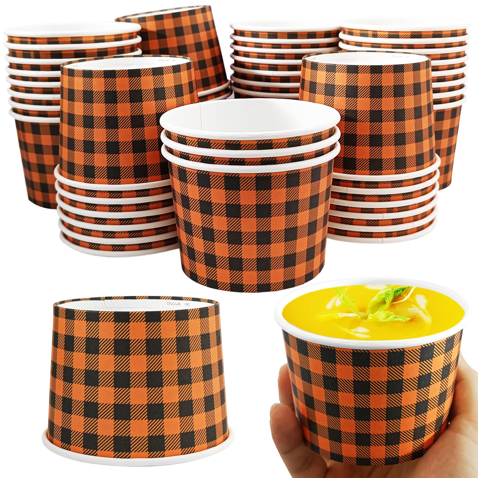 50 Pcs Fall Cups Disposable Fall Paper Bowls Thanksgiving Ice Cream Cups Fall Soup Bowls Fall Paper Cups Fall Snack Bowls