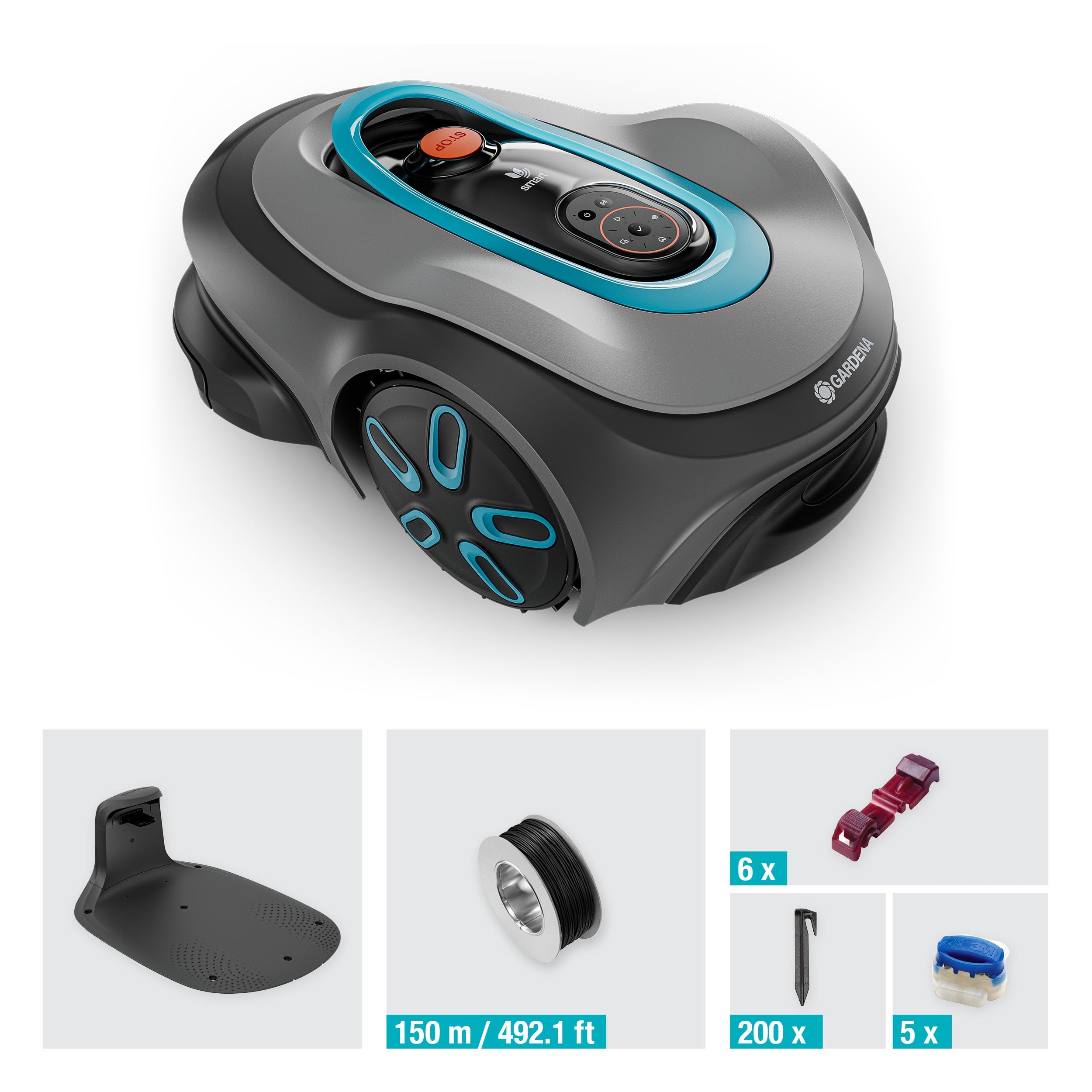 Gardena robot tagliaerba smart SILENO max 800 m², per prati fino a 800 m², LONA Intelligence, Trim-to-Edge, DuoConnect, funzionamento silenzioso, controllo tramite app (19901-26)