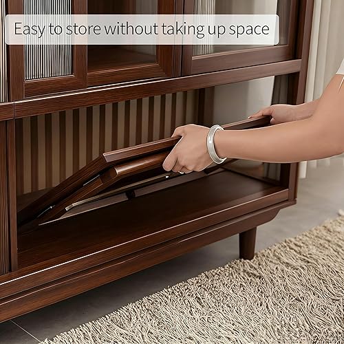 Miniatura 8 de Mesa de piso japonesa no requiere montaje, mesa de café plegable de bambú de nogal para dormitorio, 26 x 15.8 x 11.8 pulgadas, muebles de mesa baja