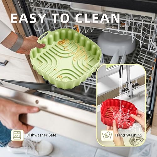 Miniatura 5 de Forros de silicona para freidora de aire de 8 pulgadas, cesta reutilizable para freidora de aire para horno, insertos para freidora de aire para