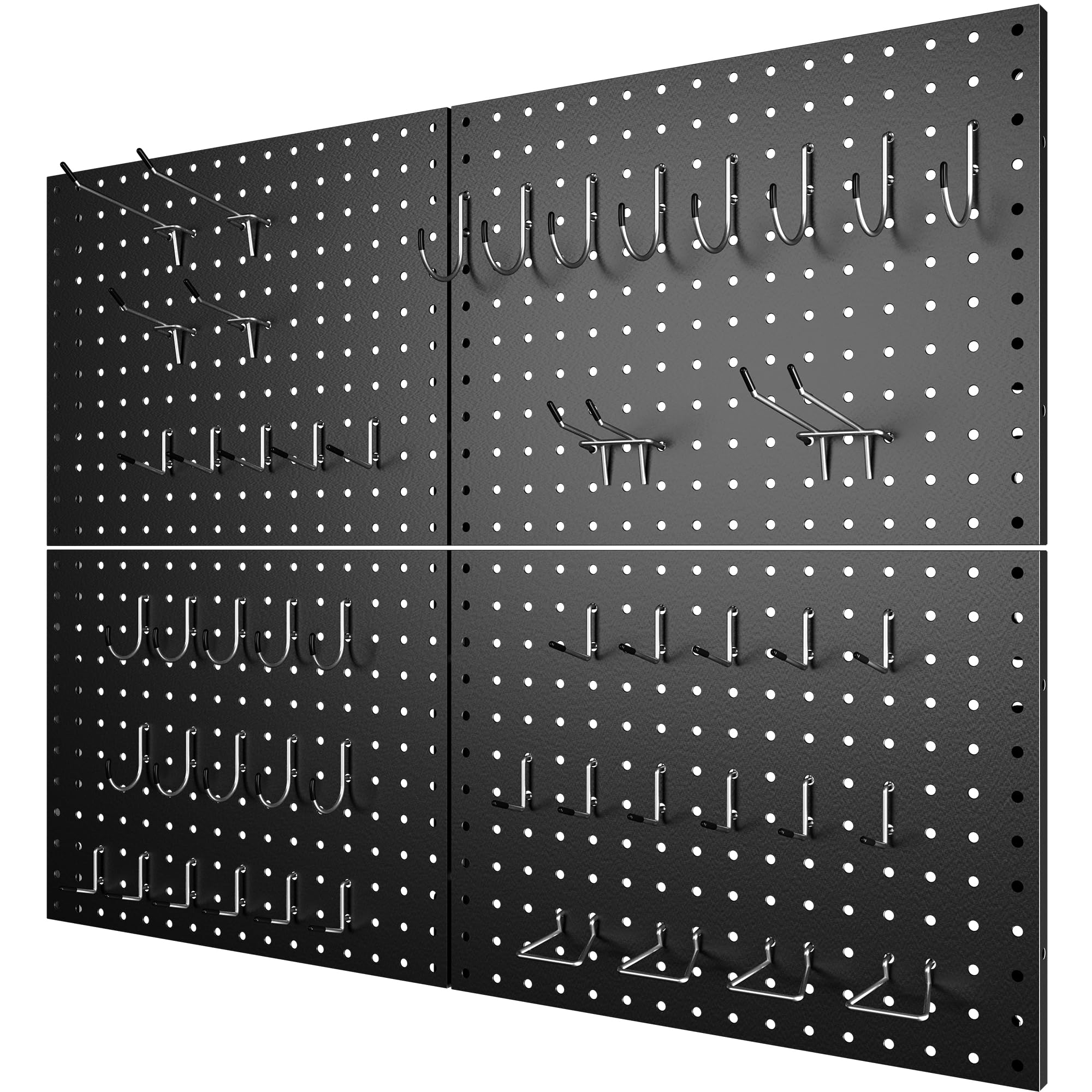 7S garage Pacote com 4 painéis de metal pegboard com 50 ganchos