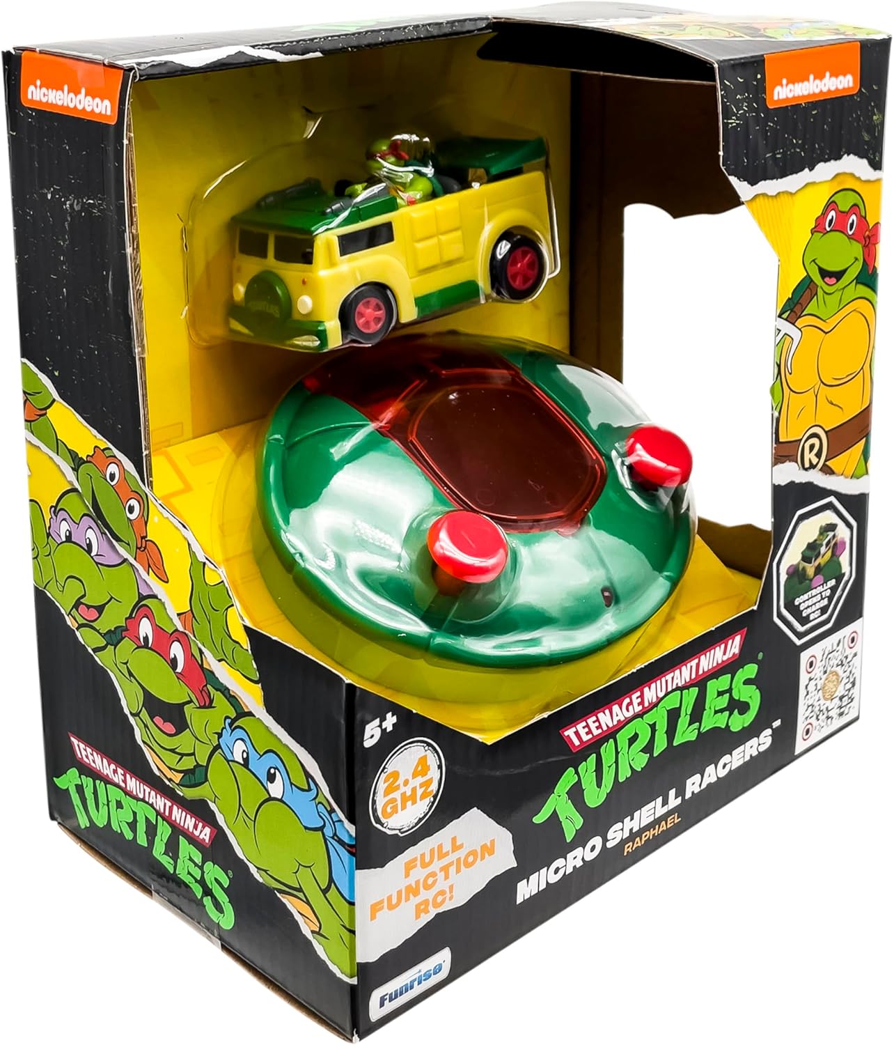 Teenage Mutant Ninja Turtles Toy, Raphael Micro Shell Racer RC Vehicle, 2.4 GHz Turtle Half Shell Controller, TMNT Ninja Racing Toy, Classic Edition for Kids, Ages 5+