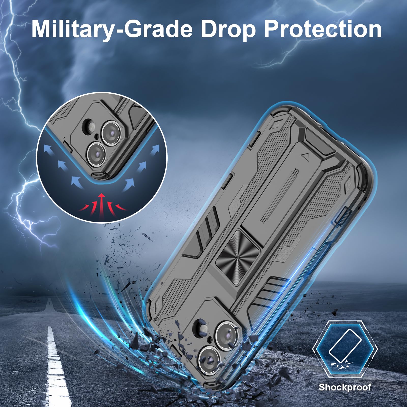 Funda para Xiaomi Redmi Note 15 Pro 5G, Carcasa Antigolpes con Soporte anular metálico, Case Protectora de Grado Militar, Azul — view 843