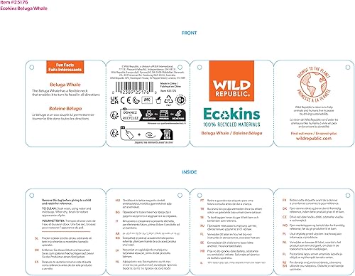 Miniatura 2 de Wild Republic Ecokins, ballena Beluga, animal de peluche, 12 pulgadas, regalo para niños, juguete de peluche, hecho de botellas de agua recicladas