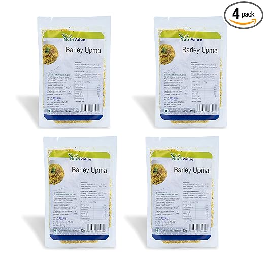 Nutri Value Instant Barley Upma Ready to Cook Tasty Meal, 100% Natural Ingredients, No Preservatives, No Artificial Colors & Flavours Added | Upma Mix |Instant Upma - Pack of 4 ( 150 g Each)