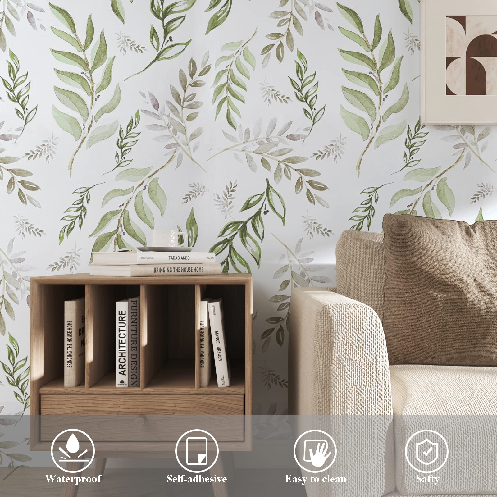 Laatse Green Floral Wallpaper Peel And Stick Bird Wallpaper 17.5" X 393" Vintage Contact Paper Waterproof Self Adhesive Removable Boho Floral Wall Paper For Bedroom Walls Cabinet Locker - View #9