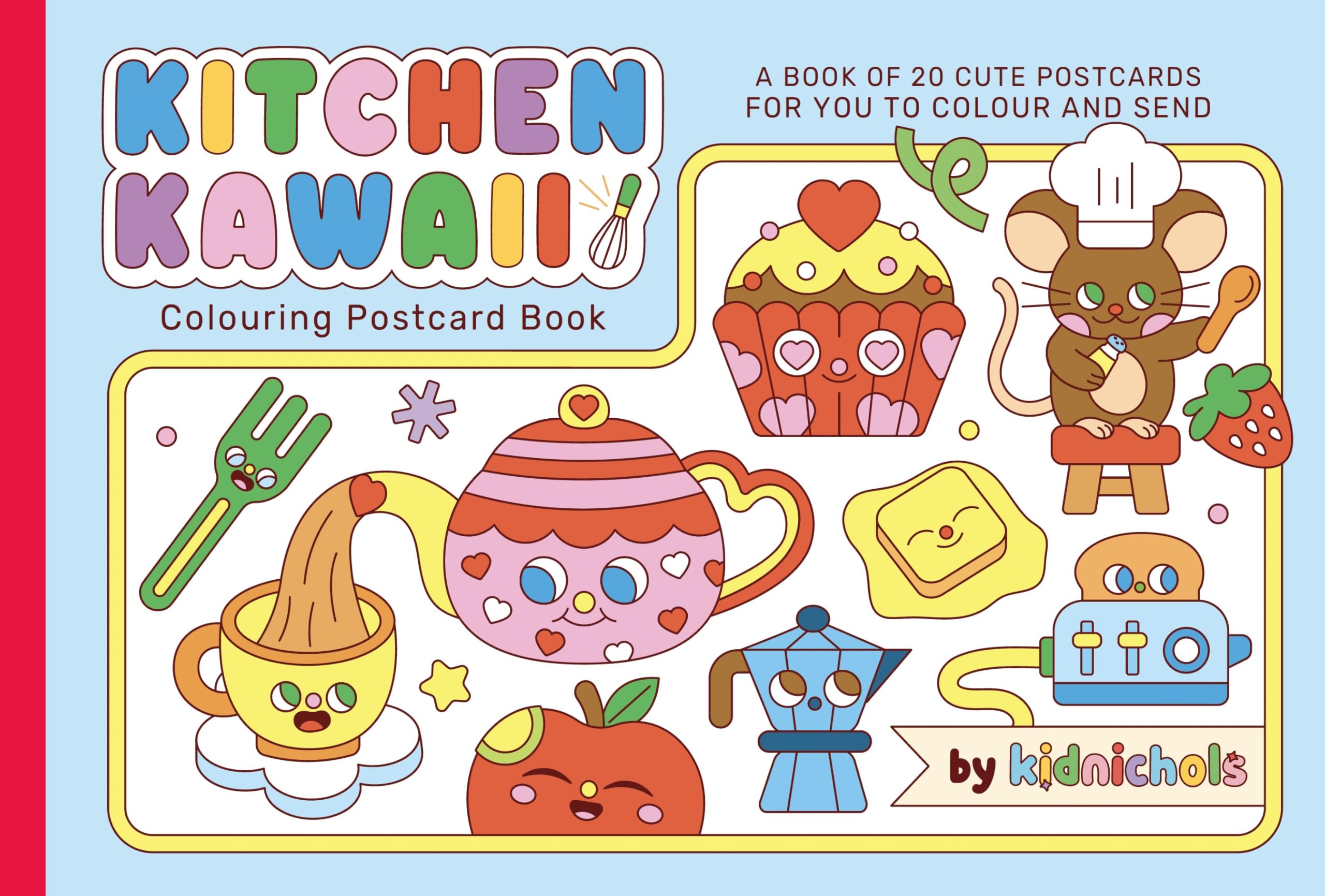 Kitchen Kawaii Colouring Postcard Book: 20 cute postcards for you to colour and send