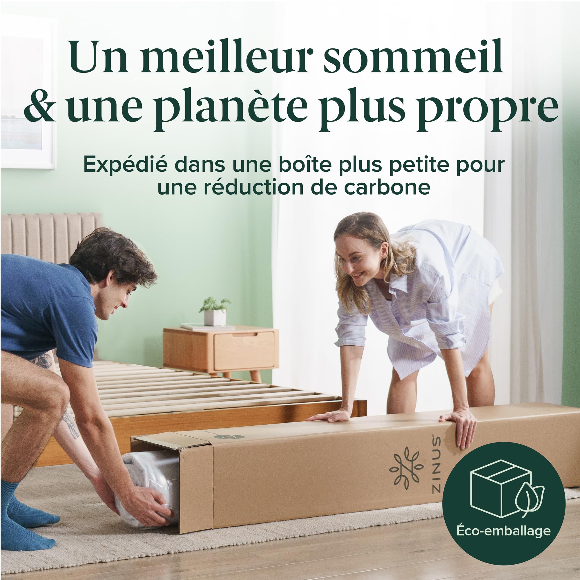 Zinus Materac piankowy, Memory Foam, biały, pojedynczy