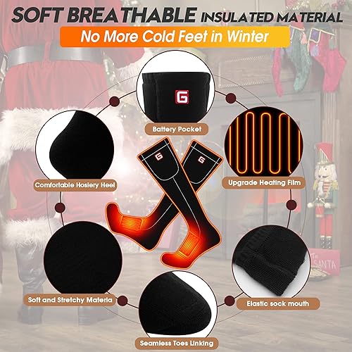 Miniatura 7 de Calcetines térmicos eléctricos Rechargebale Calcetines calefactores alimentados por batería para hombres y mujeres, kit de calcetines gruesos con