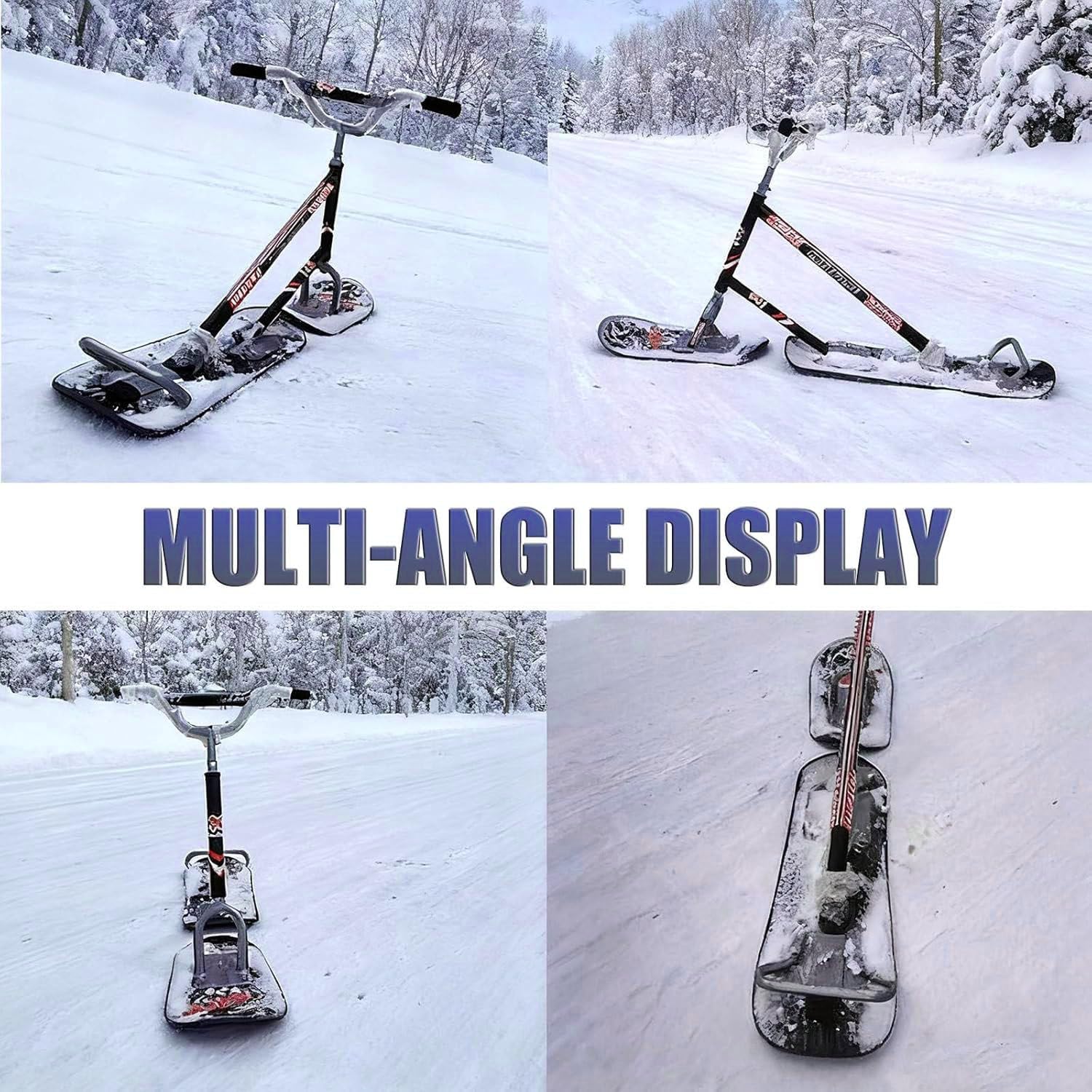 Monopattino Da Neve Girevole a 360° per Adulti E Adolescenti, Snowboard Con Design a Doppio Sci per Una Maggiore Stabilità, Slitta Invernale Adatta a Tutti I Terreni, Peso Massimo 330 Libbre B