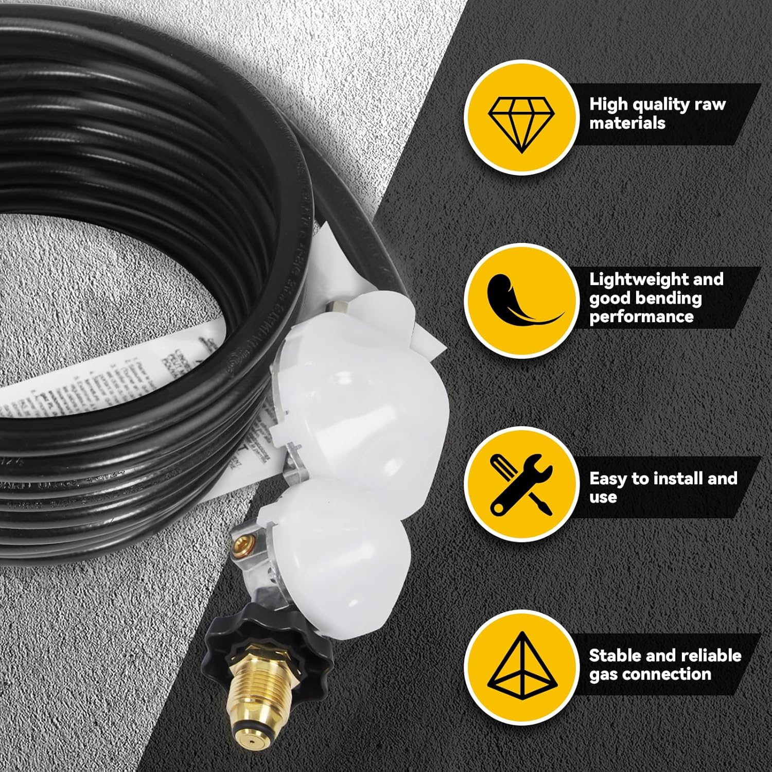 24 FT F273684 Propane Hose Compatible for mr heater F273684 buddy heaters Propane Hose f273684 with Regulator for RV, Gill, Gas Stove, Gas Generator, 3/8in Female x 3/8in Male Street Elbow