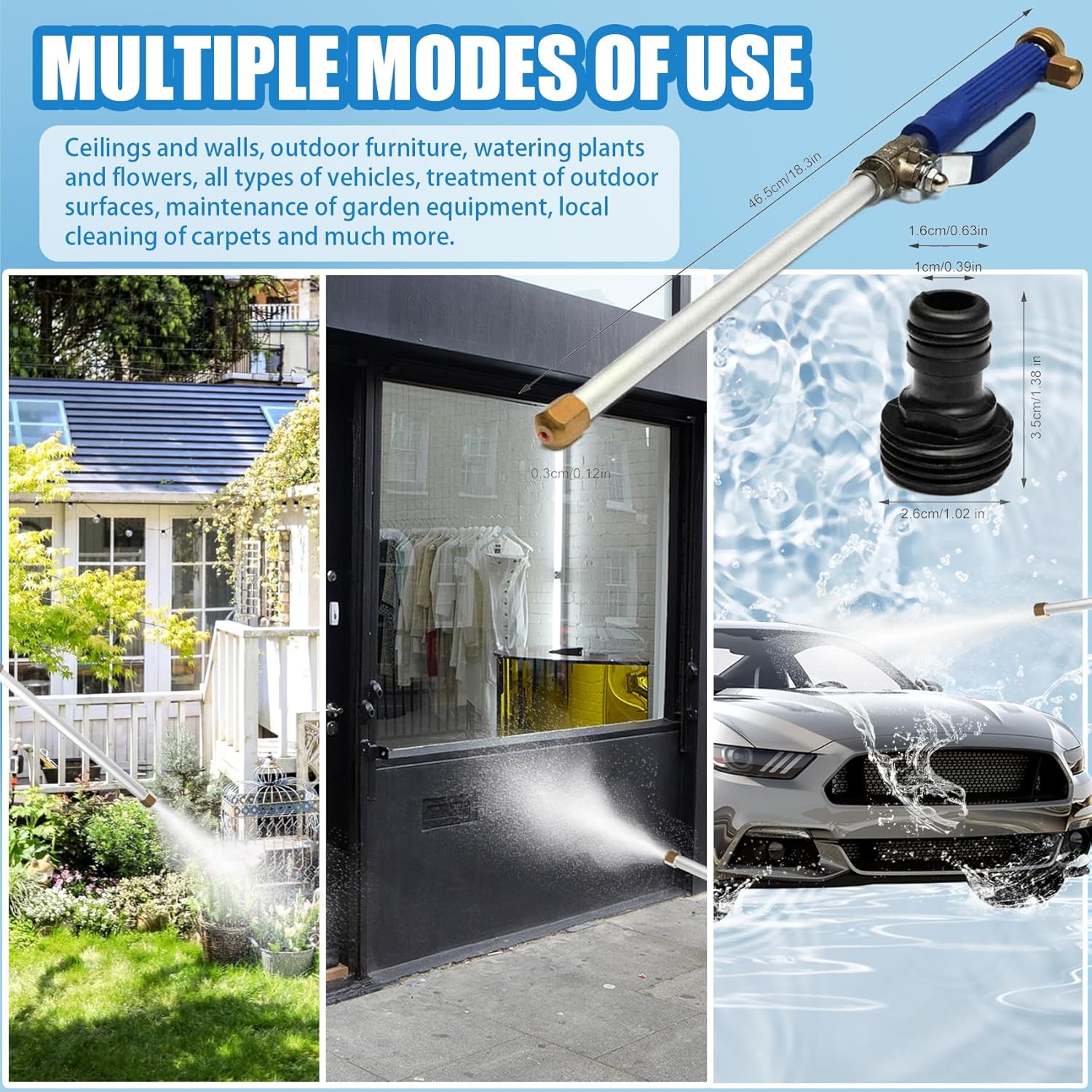 HydroNozzle-2-in-1 Portable Power Washing Nozzle with Hydronozzle,Jetson.Com Pressure Washer,Jet Nozzle High Pressure HoseNozzle with Connect Hose Fittings,For Fence Cleaning Garden Watering (F)