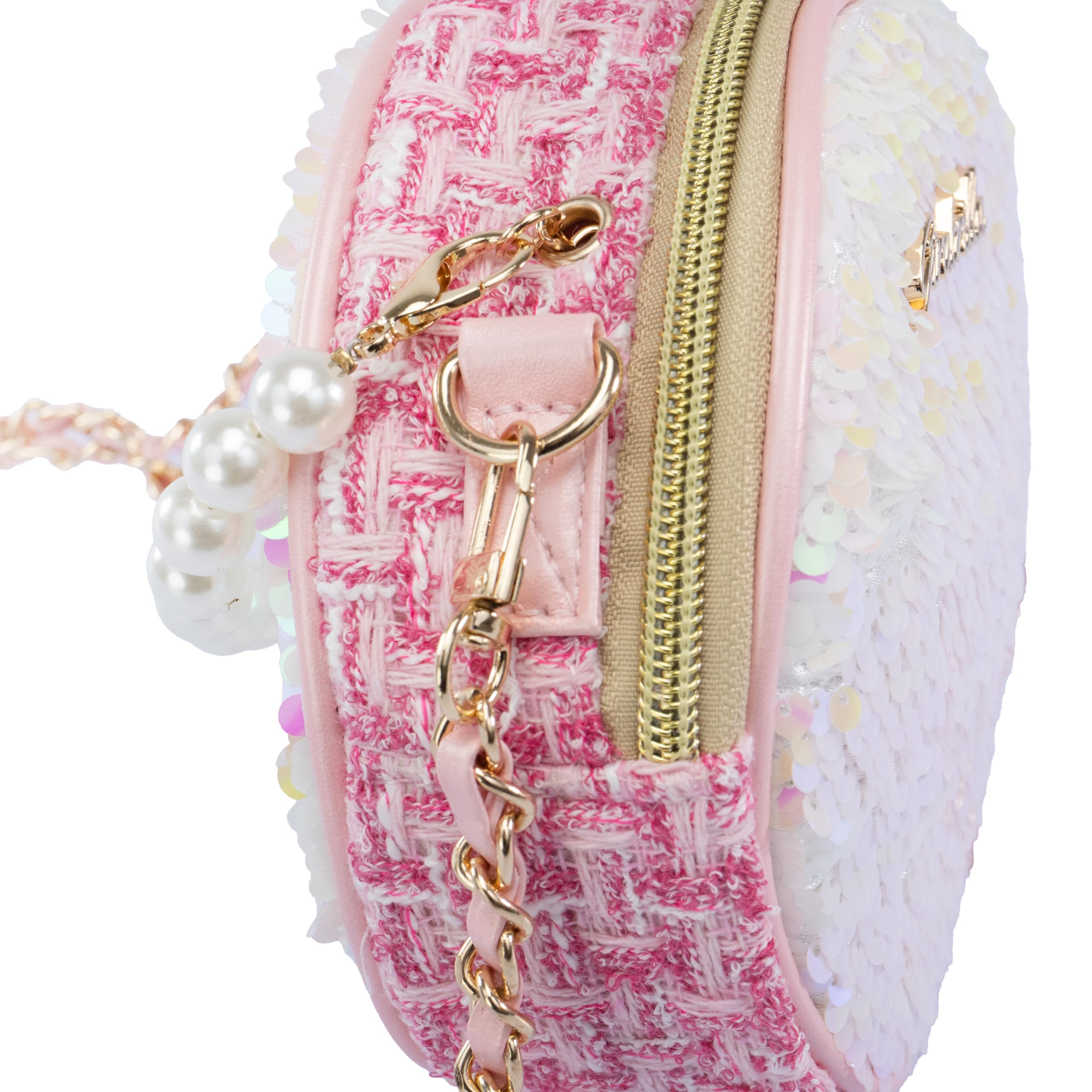 Girabrilla Fashion Bag, torebka z cekinami, uchwyt z perłami i paskiem na ramię