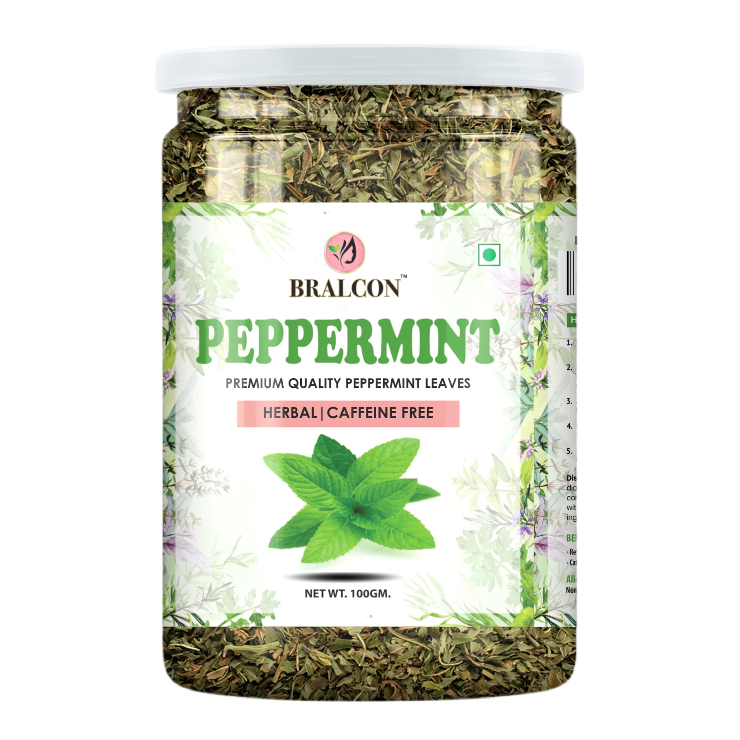 BRALCON Peppermint Herbal Tea - 100g Caffeine Free Pure Peppermint Leaves Relaxing & Refreshing Mint Tea Vegan Gluten Free Eco-Conscious-picture-31