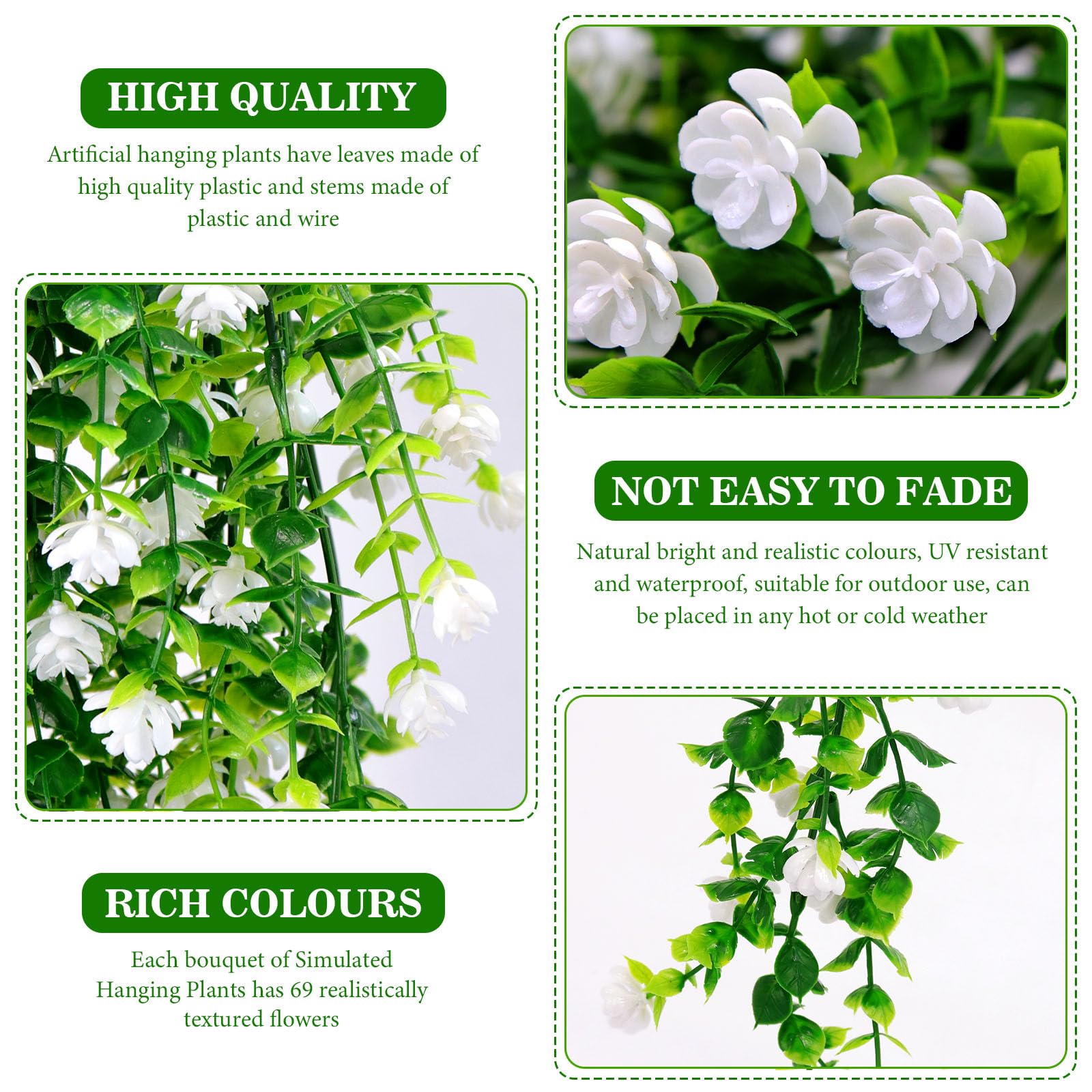 Yueshop 4PCS Artificial Hanging Flowers - Image 3