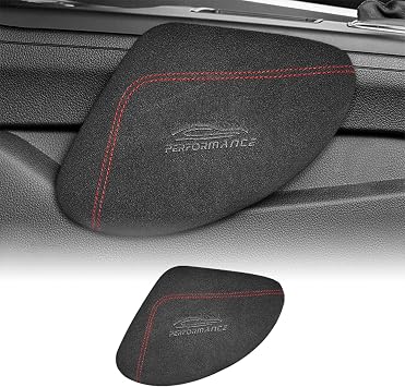 alcantarn Style Auto Center Console Knee Cushion Soft Pad Automotive Soft Knee Side Cushion Pad for Car Main Driving Universal Version Black Red Line