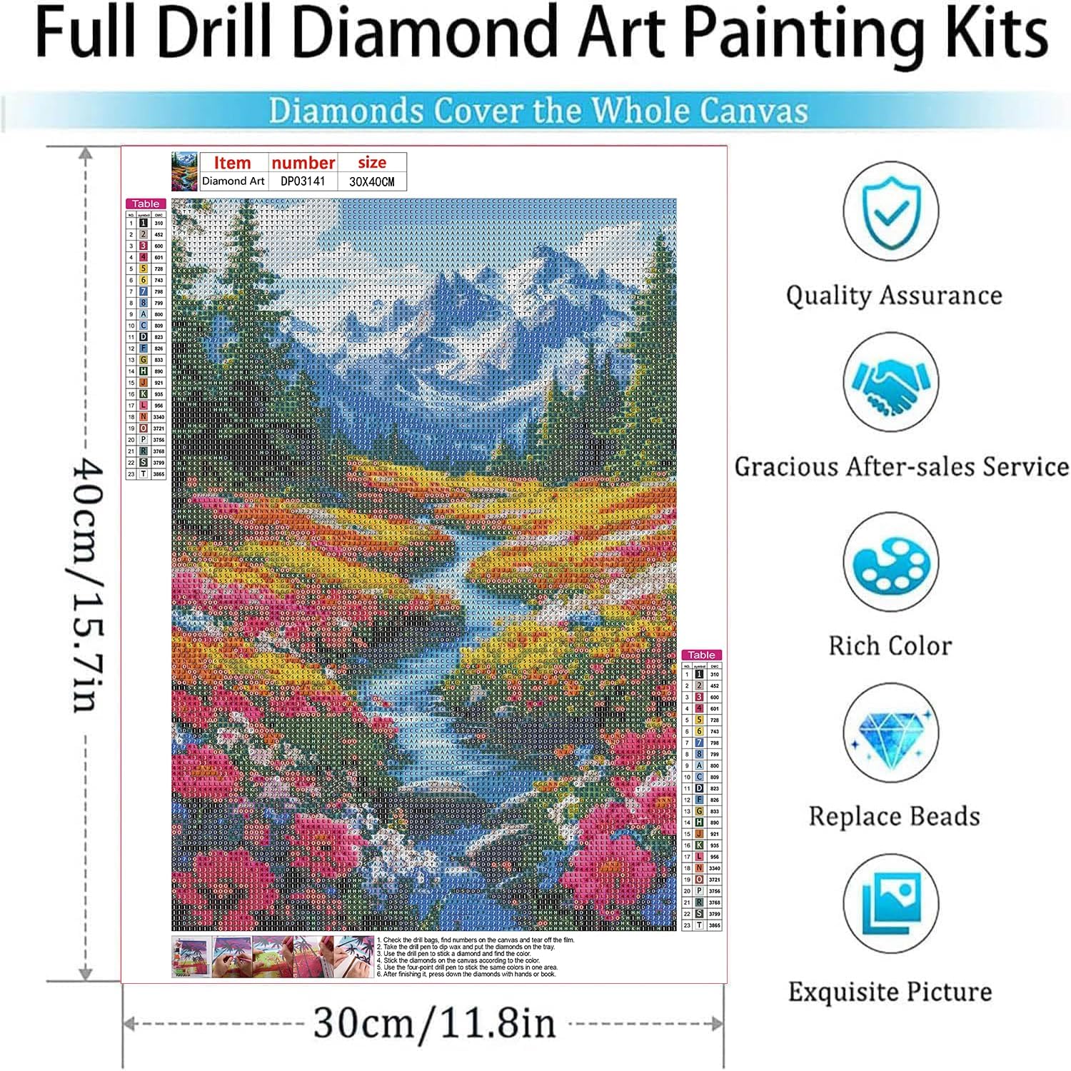 ARPADAMO Square Diamond Art Kits for Adults-Landscape Square Drill Diamond Painting,Square Diamond Art,DIY Flowers Gem Art Kits for Adults and Crafts for Gifts and Home Wall Decor 12x16inch
