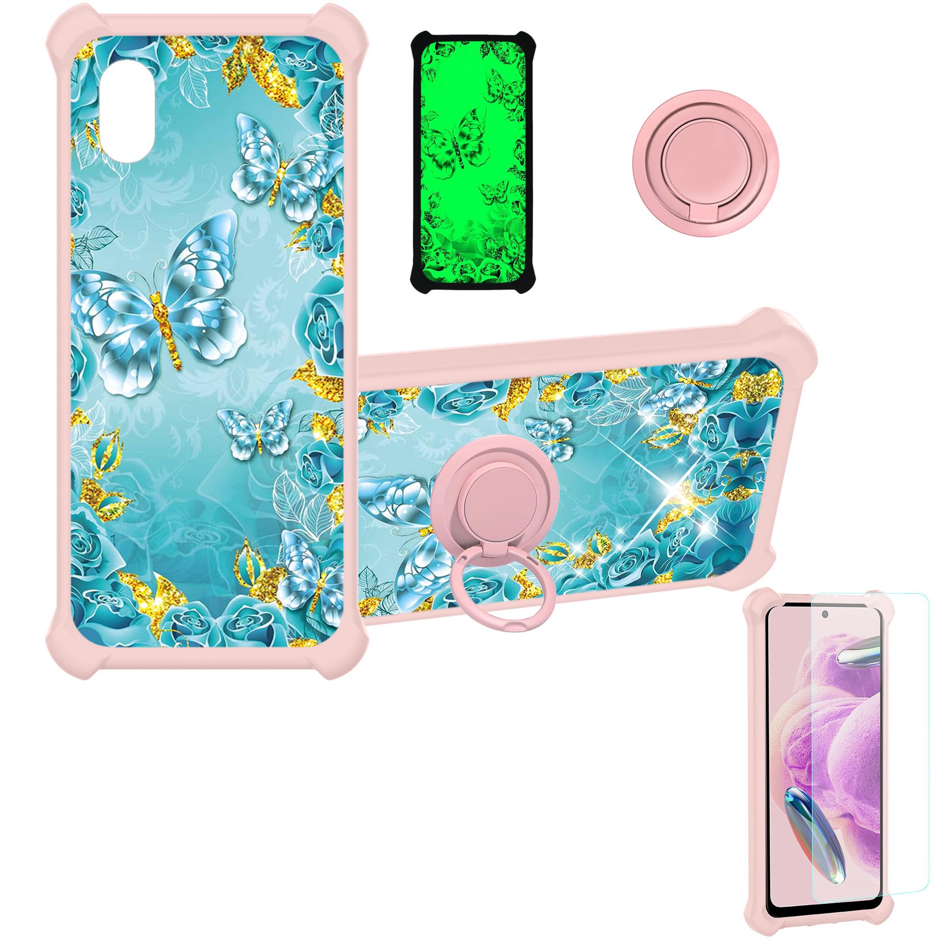 jioeuinly Case Compatible for Cloud Mobile Stratus C8 Phone Case Cover [with Tempered Glass Screen Protector][Hard PC + Soft Silicone][Ring Support] [