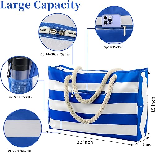 Miniatura 2 de Binggemen Bolsa grande impermeable multiusos para piscina, picnic, playa, compras, Bolsa grande impermeable multiusos para piscina, picnic, playa,