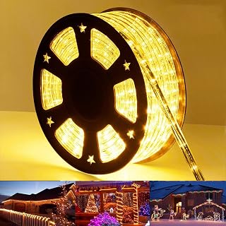 Jnaurb 100ft LED Rope Lights Outdoor Waterproof IP65, 720 Warm White LEDs, 8 Modes Connectable Flexible Tube for Patio Garden Party Decor