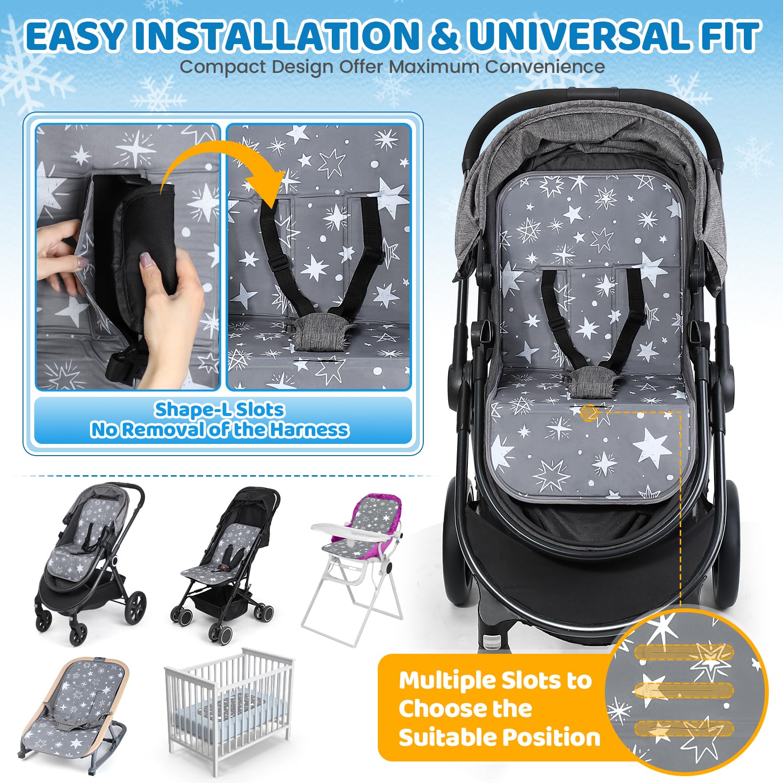 Orzbow Copri Passeggino Estivo, Grande Gel Materassino Passeggino Universale per Raffreddamento Rapido, Comodi Copri Raffreddamento per Seggiolino Auto 1/2/3, Impermeabile, Facile da Installare,Grigio