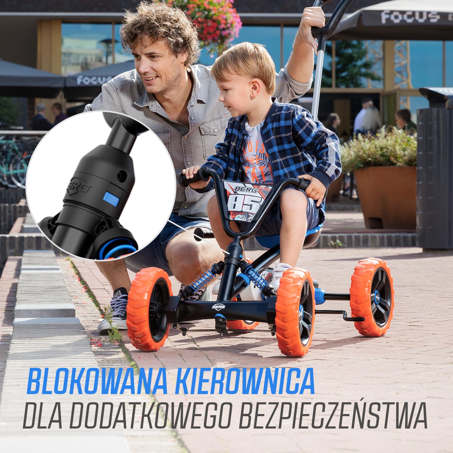 BERG Gokart Buzzy Nitro 2-w-1 z drążkiem przesuwnym | z ruchomym wolnym biegiem, pojazdem dziecięcym, bezpiecznym i stabilnością, zabawka dla dzieci w wieku 2,5-5 lat