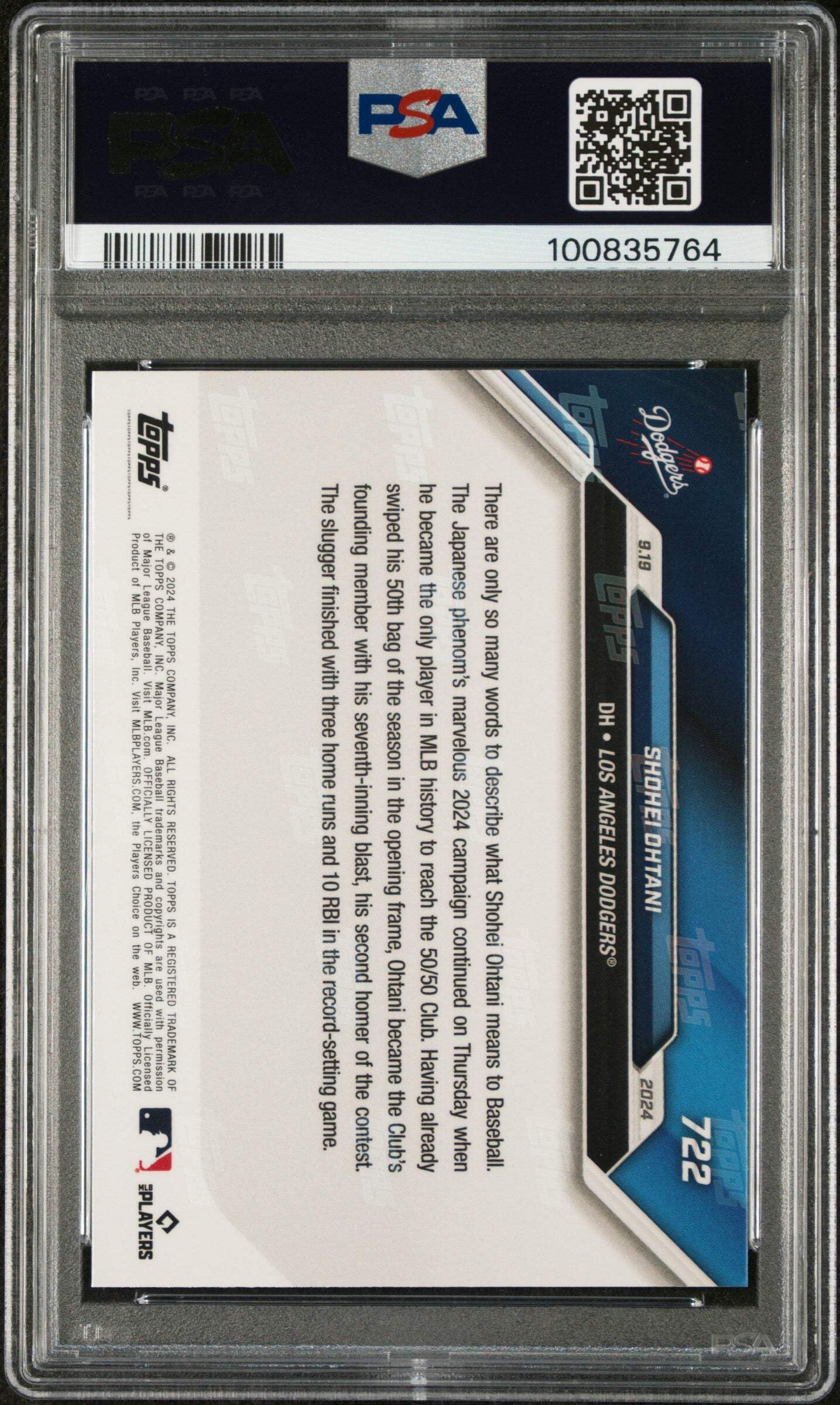 Amazon.com: Graded 2024 Topps Now Shohei Ohtani #722 1st 50/50 