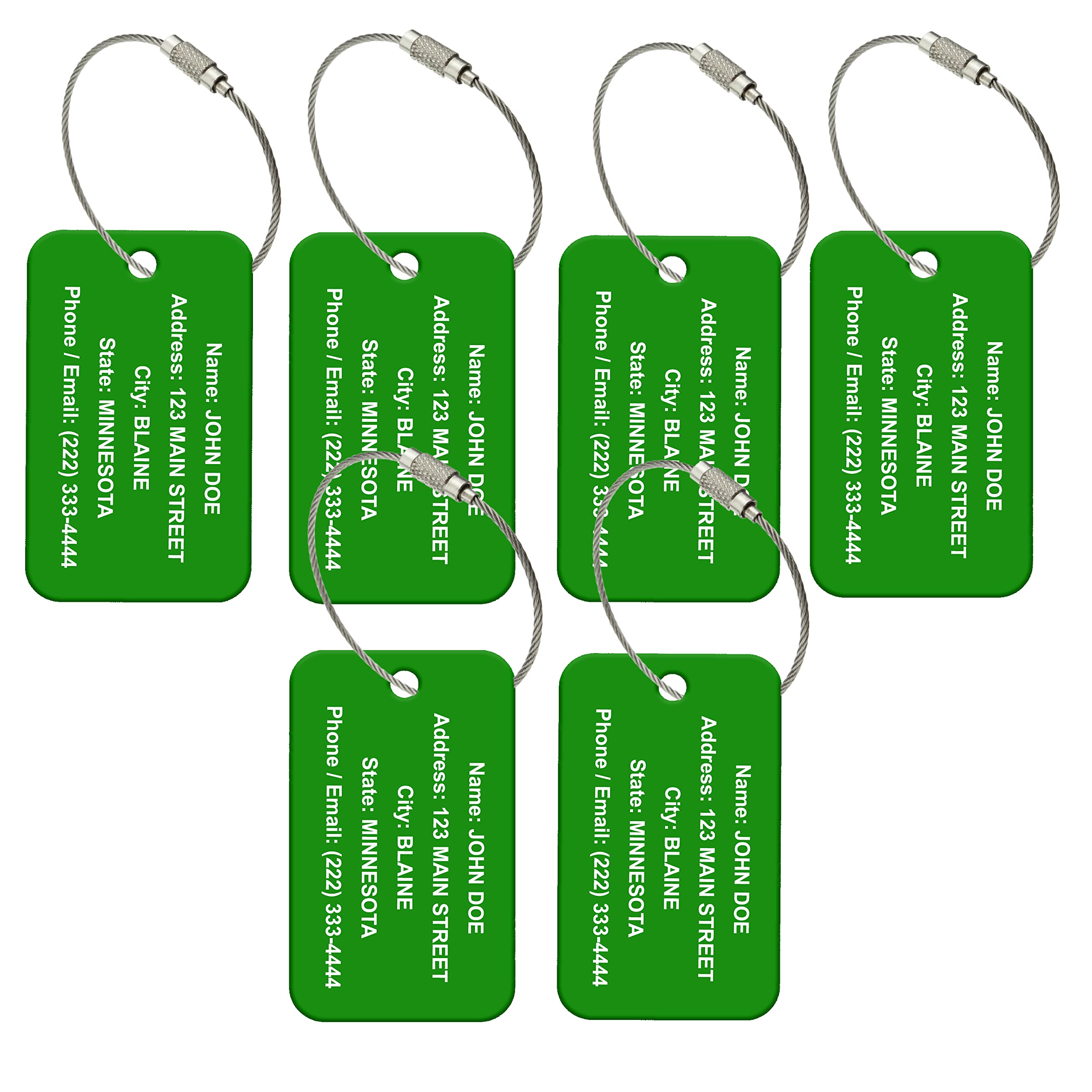 Personalized Travel ID Tags for Suitcases, Backpacks and Luggages – Customized Eye Catching High-Visibility Acrylic Design with Durable Wire Ring Loop