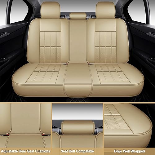 Miniatura 4 de AOOG Fundas de cuero para asiento de automóvil, funda de cuero sintético para automóvil, SUV, camioneta, funda universal antideslizante para