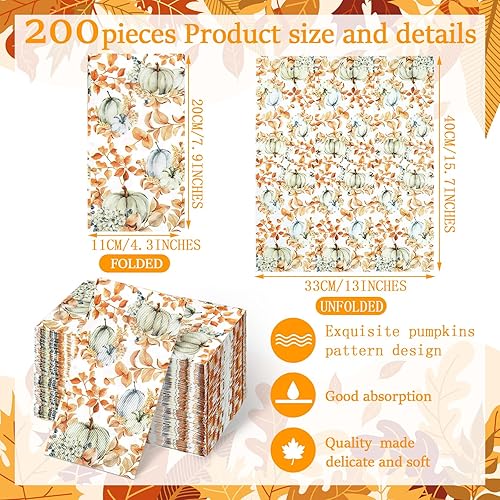 Miniatura 10 de Fuutreo 200 toallas de mano desechables para baño, servilletas florales azules, toallas de mano decorativas, desechables, servilletas de papel,