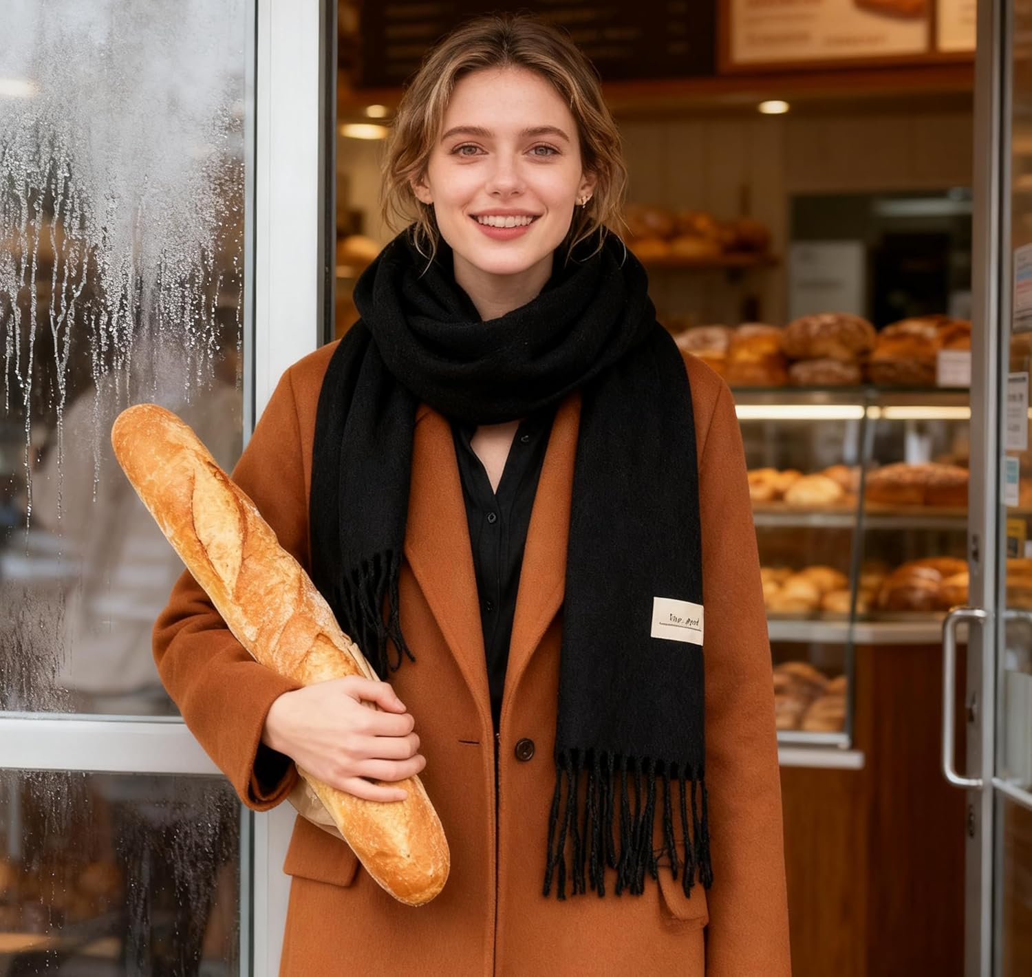 Unisex Solid Color Scarf Winter Cold Weather - Warm Faux Soft Cashmere Shawls Wraps With Tassels for Women Men - Image 3