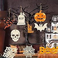 Vista 75 de 80 piezas de adornos de madera de primavera para pintar, 8 estilos de adornos de madera sin acabado para bricolaje, cortes en blanco