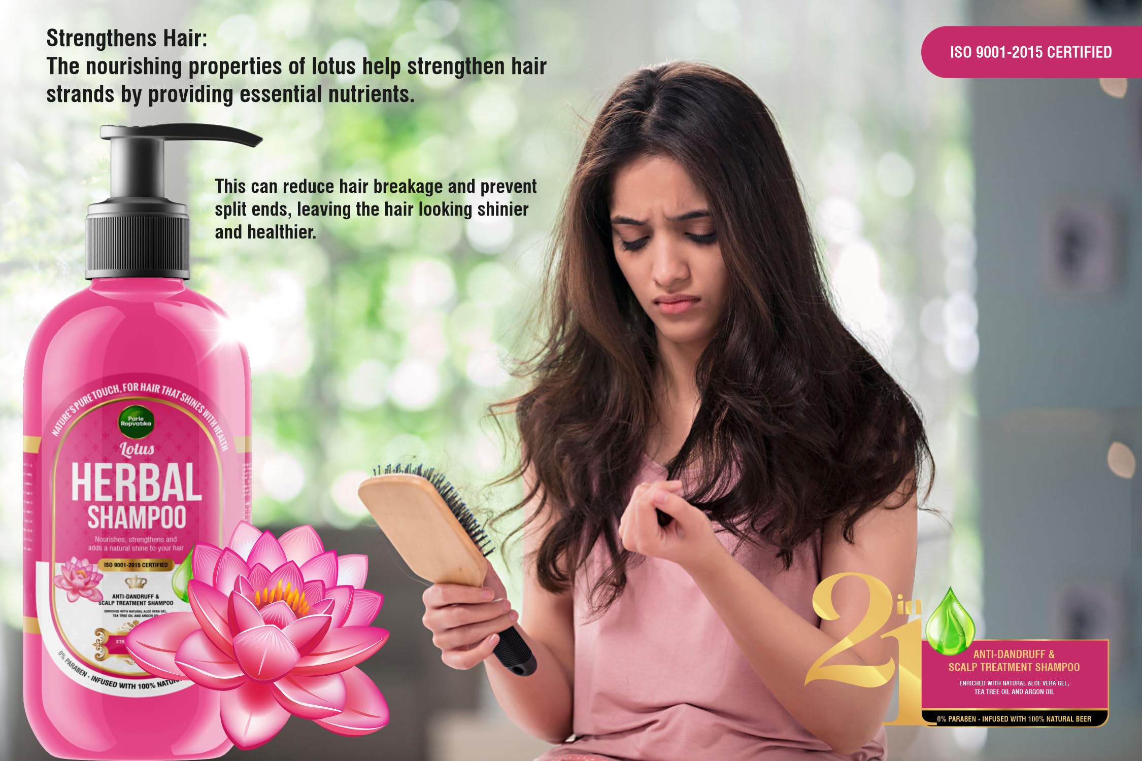 Parle Ropvatika 5 Liter Lotus Herbal Shampoo, Anti-Dandruff, Hair Fall Control and Scalp Treatment with Natural Ingredients, Tea Tree Oil, Aloevara and Argan Oil, for Men Woman (Lotus 5 Liter)