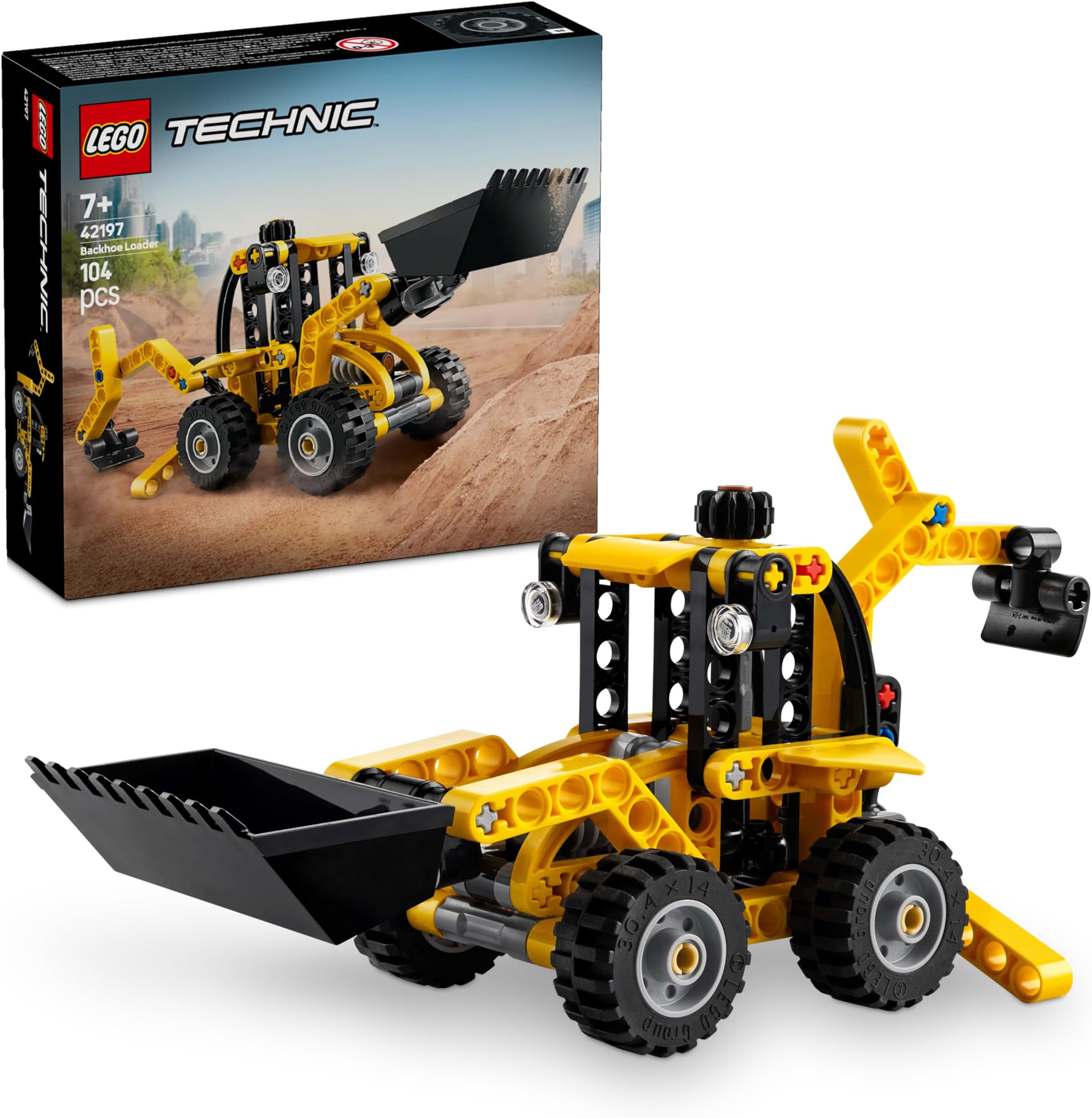 Lego 42197 Technic, Backhoe Loader, Toy, Birthday, Present, Blocks, Boys, Girls, Children, 7, 8, 9, Elementary School Students, Vehicles, Car, Mini Car
