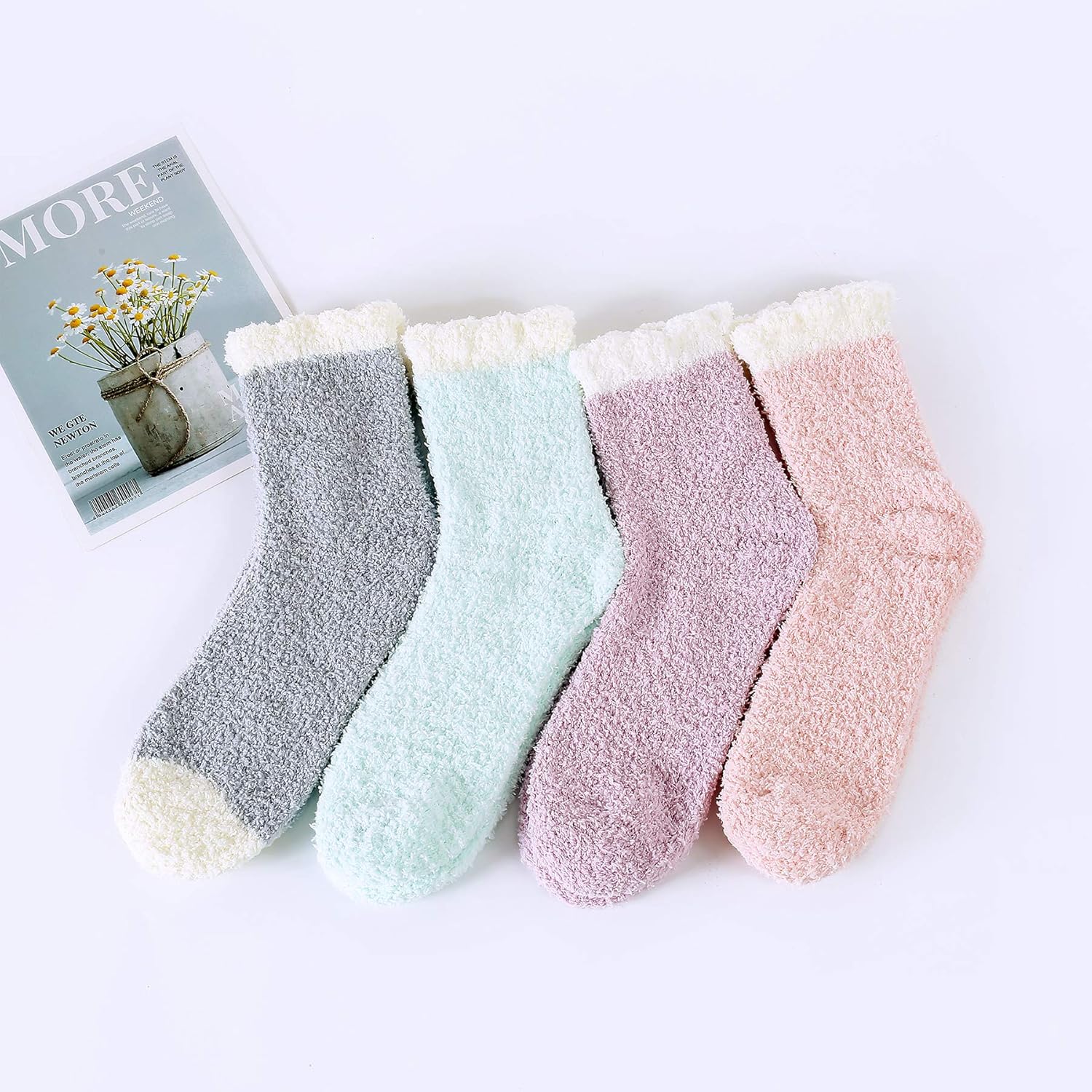 Zando Women Winter Warm Plush Socks Fluffy Slipper Socks Fuzzy Sleeping Socks Super Soft Microfiber Home Sock for Girls 4/Candy Patchwork One Size at  Women’s Clothing store